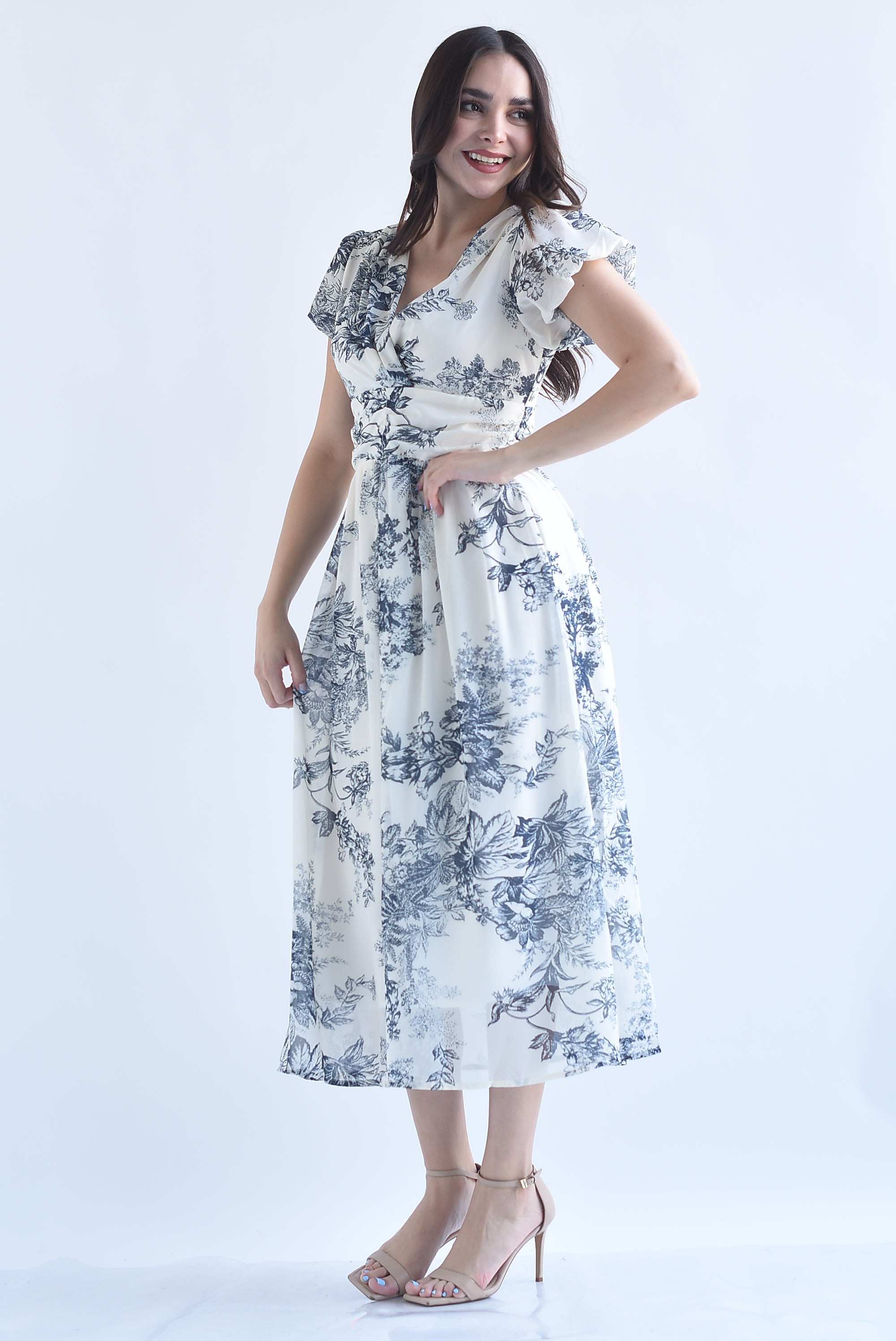 Vestido pretina drapeada toilé