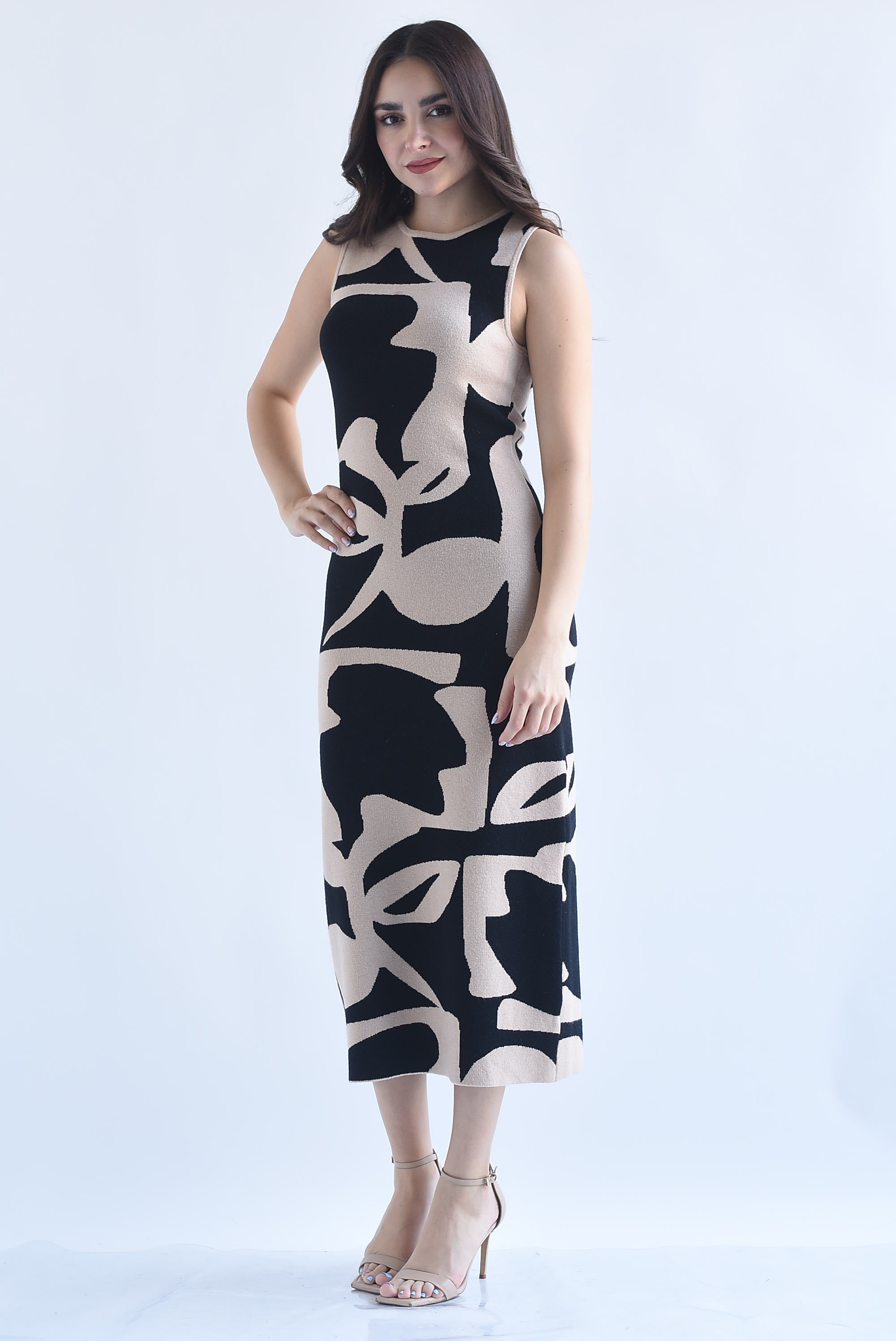 Vestido punto flores abstractas