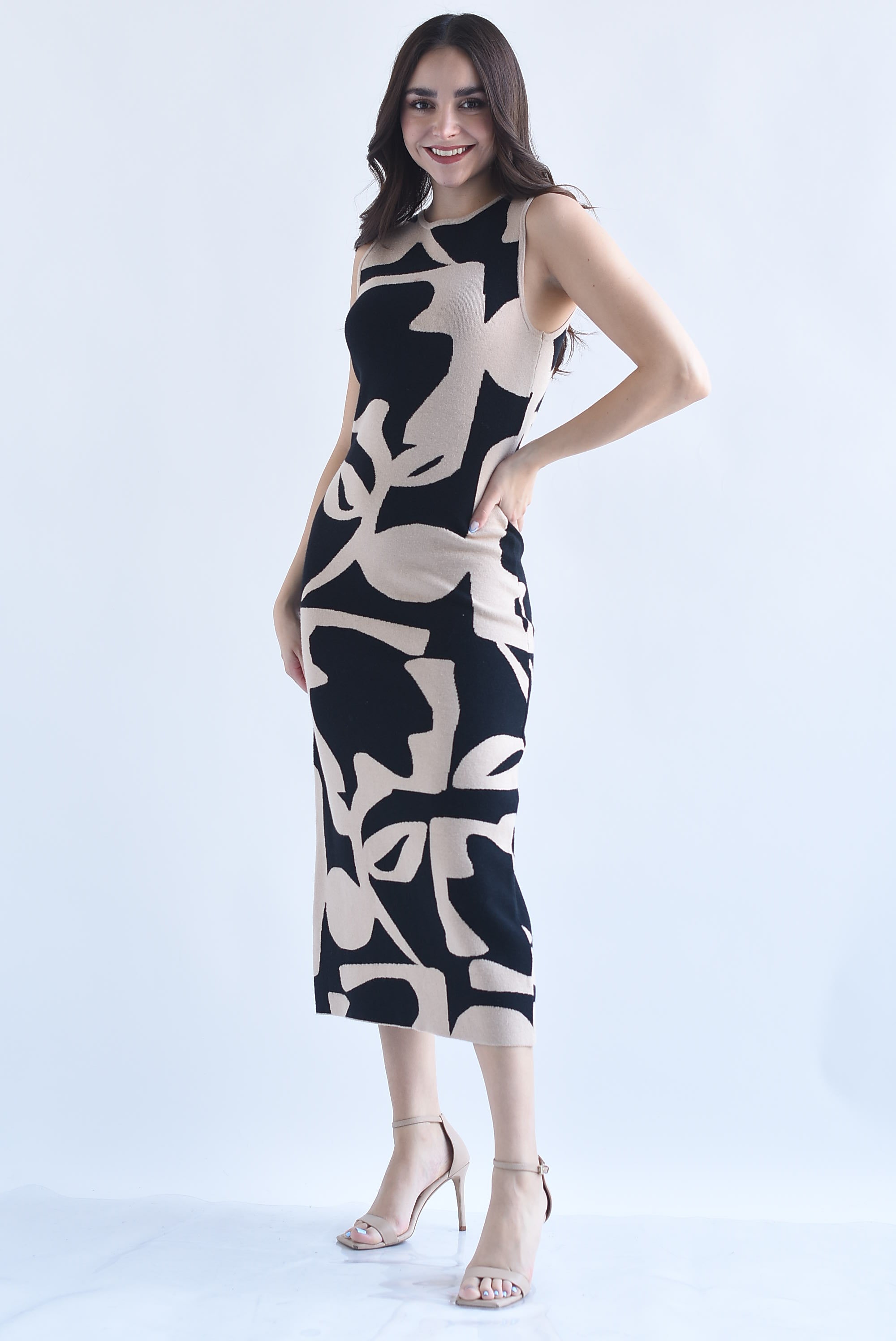 Vestido punto flores abstractas