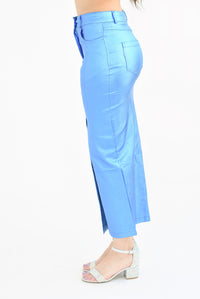 Fashion Styled Falda metálica abertura Azul