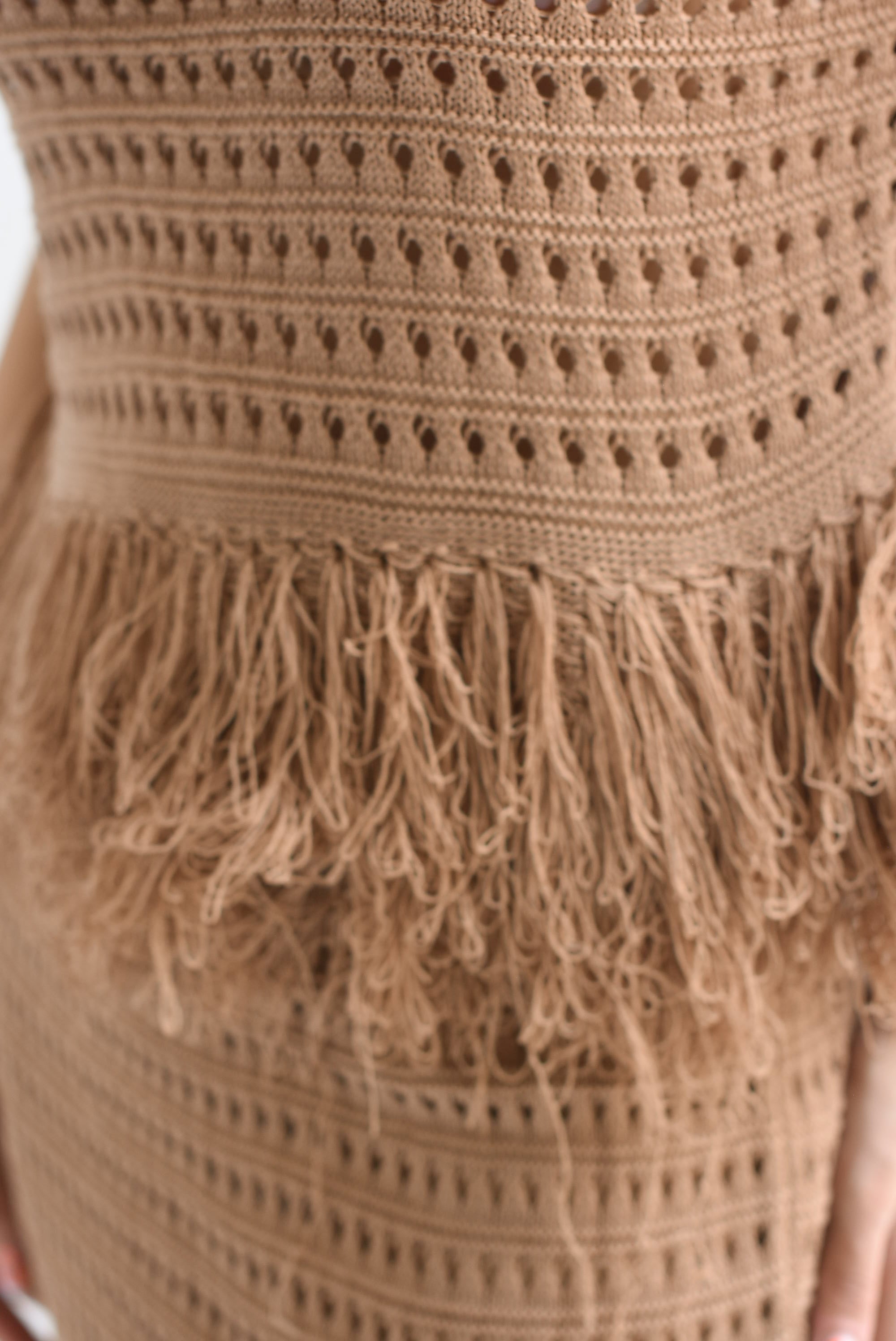 Set Falda y Blusa tejida deshilado Moka