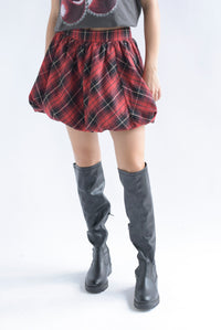 Fashion Styled Falda mini globo cuadro escocés Rojo