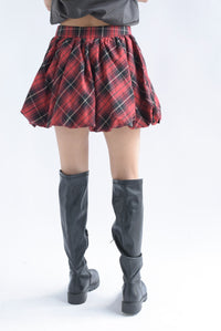 Fashion Styled Falda mini globo cuadro escocés Rojo