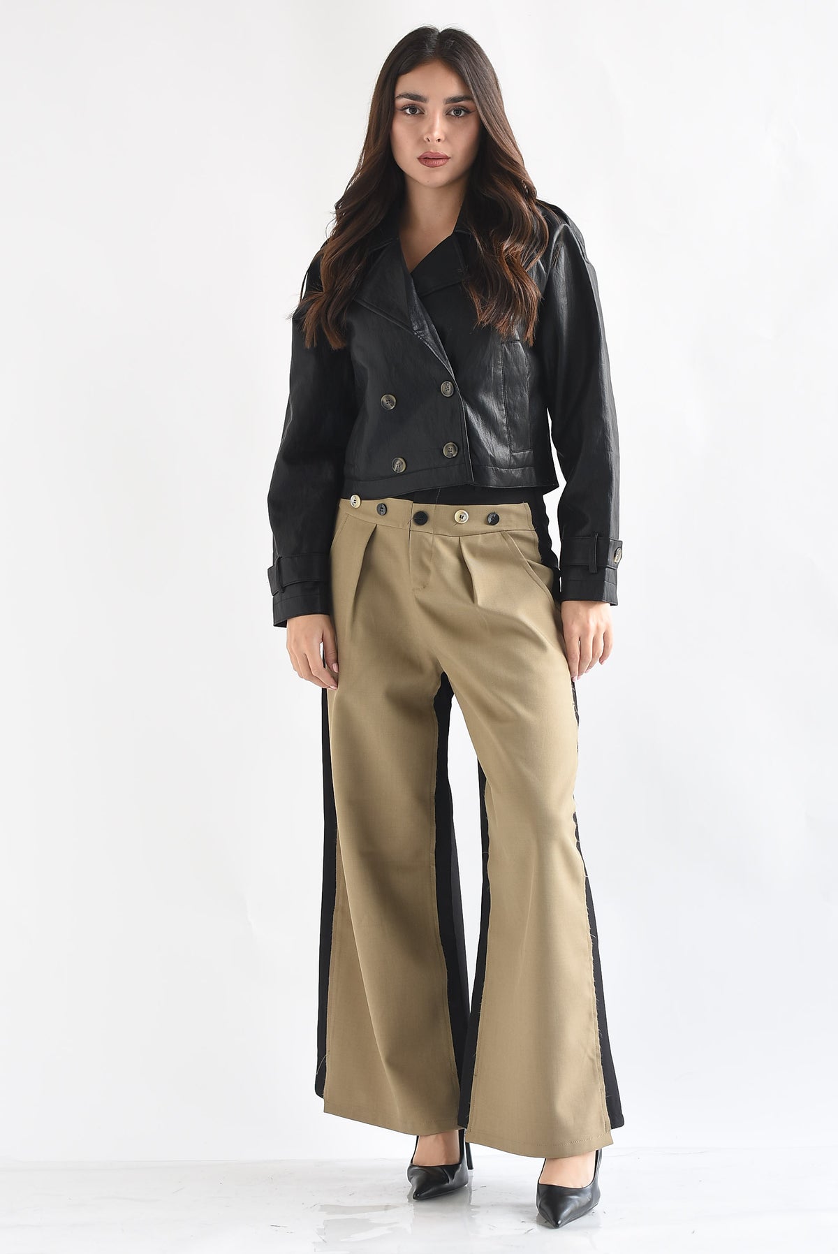 Gabardina crop vinipiel