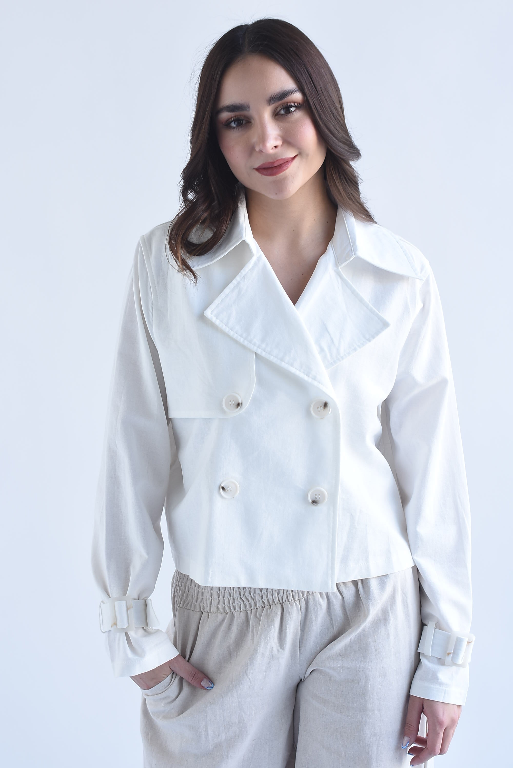 Gabardina crop tipo lino