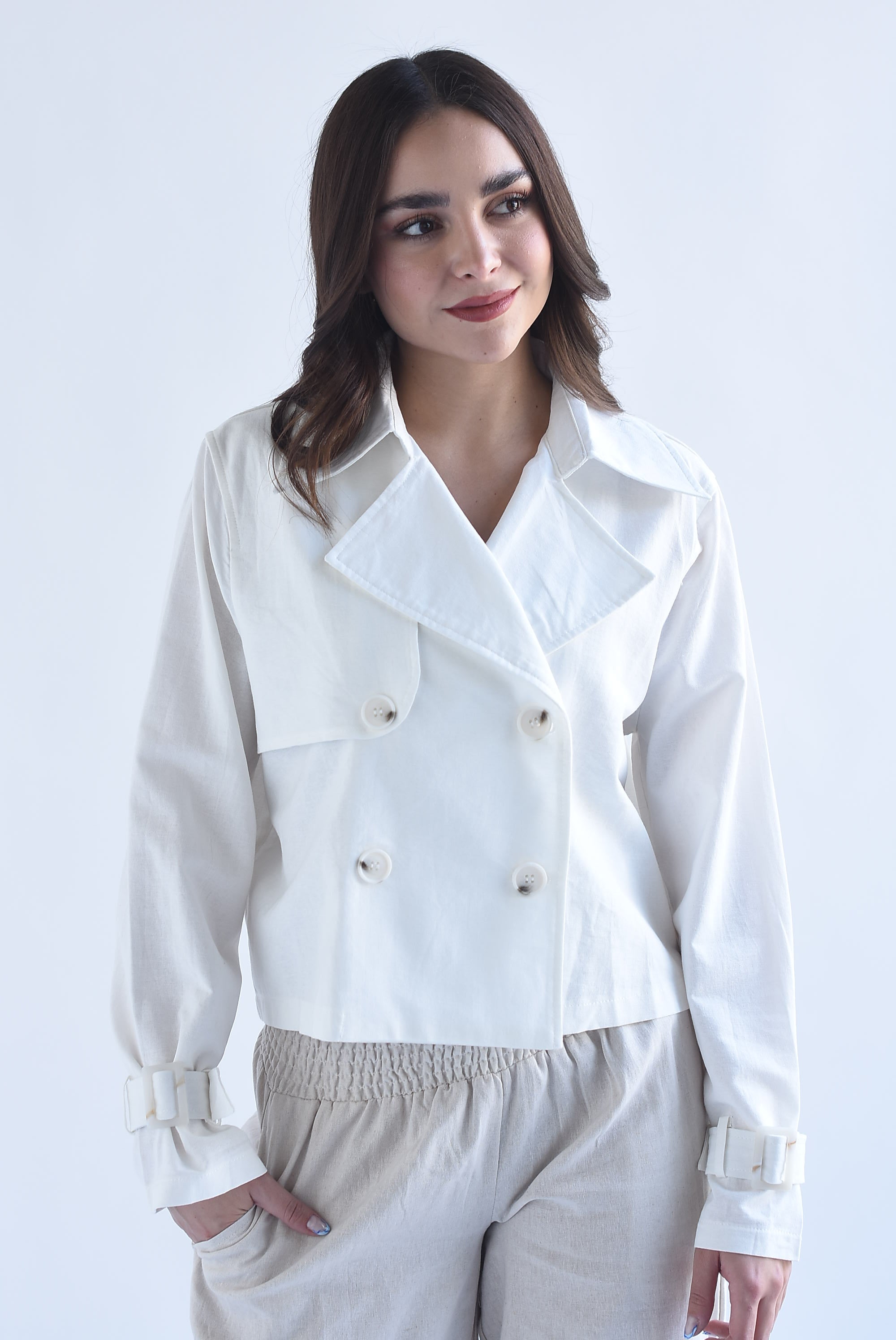 Gabardina crop tipo lino