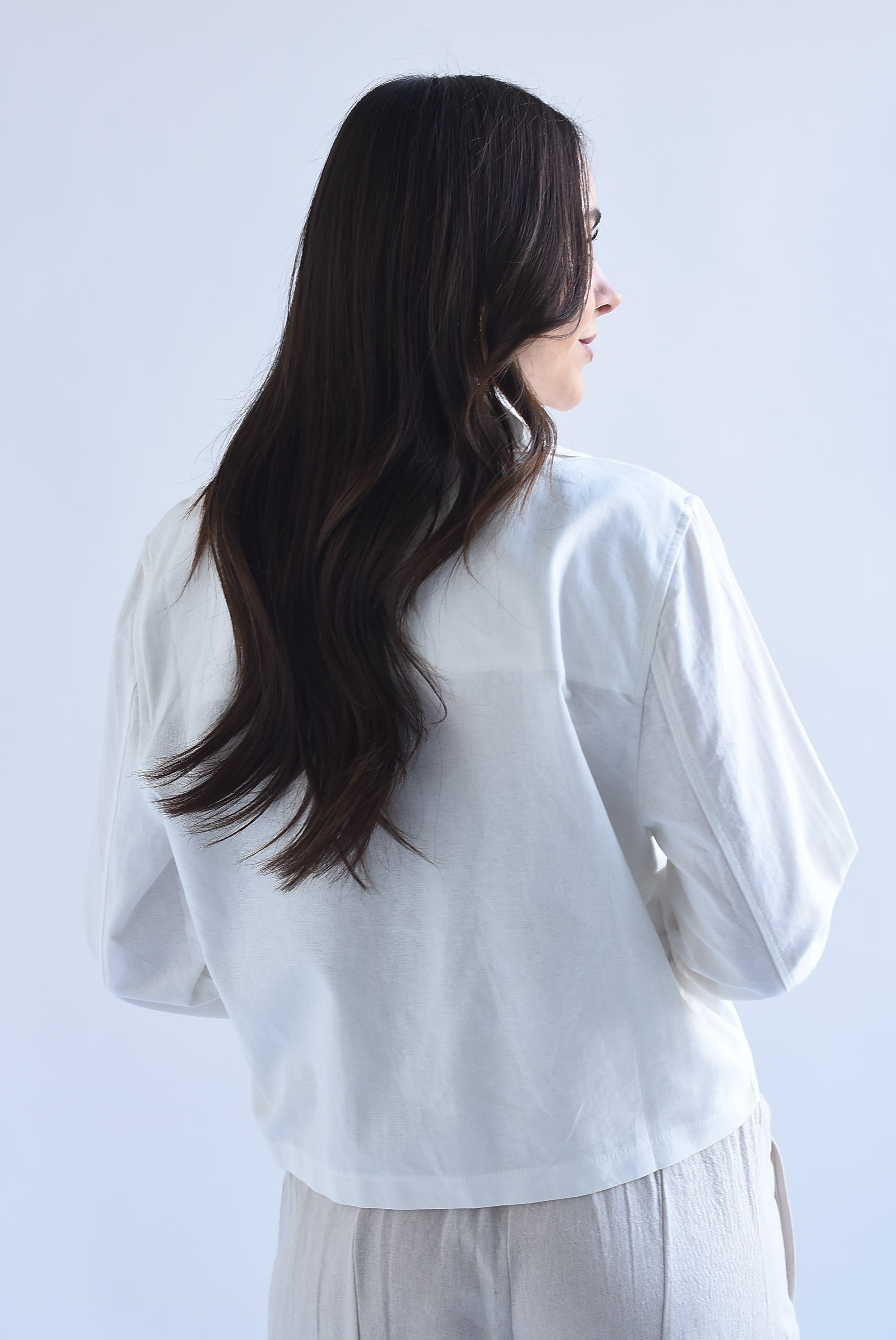 Gabardina crop tipo lino