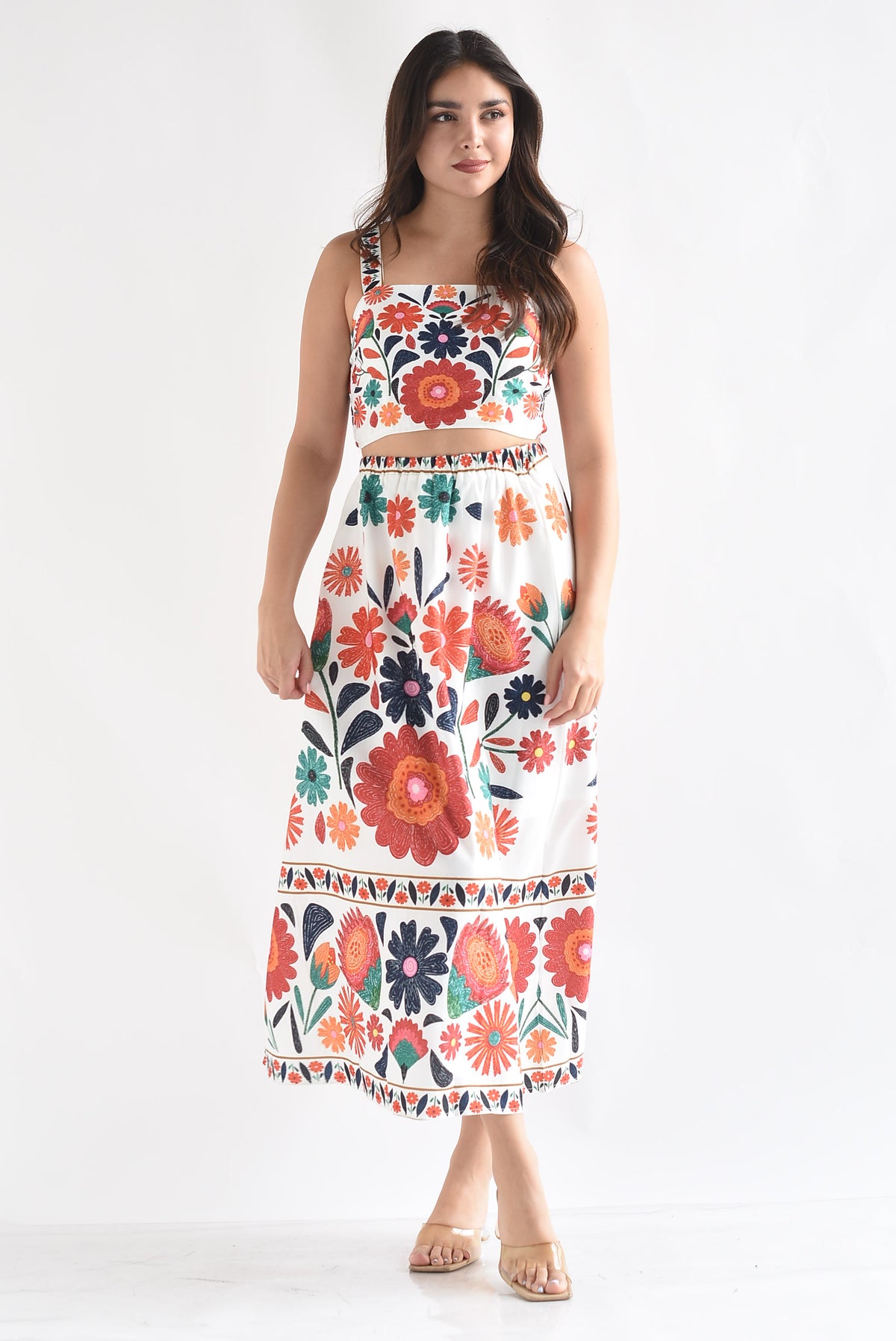 Set Falda y Top tirantes flores