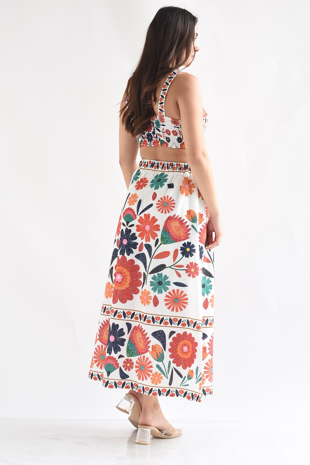 Set Falda y Top tirantes flores
