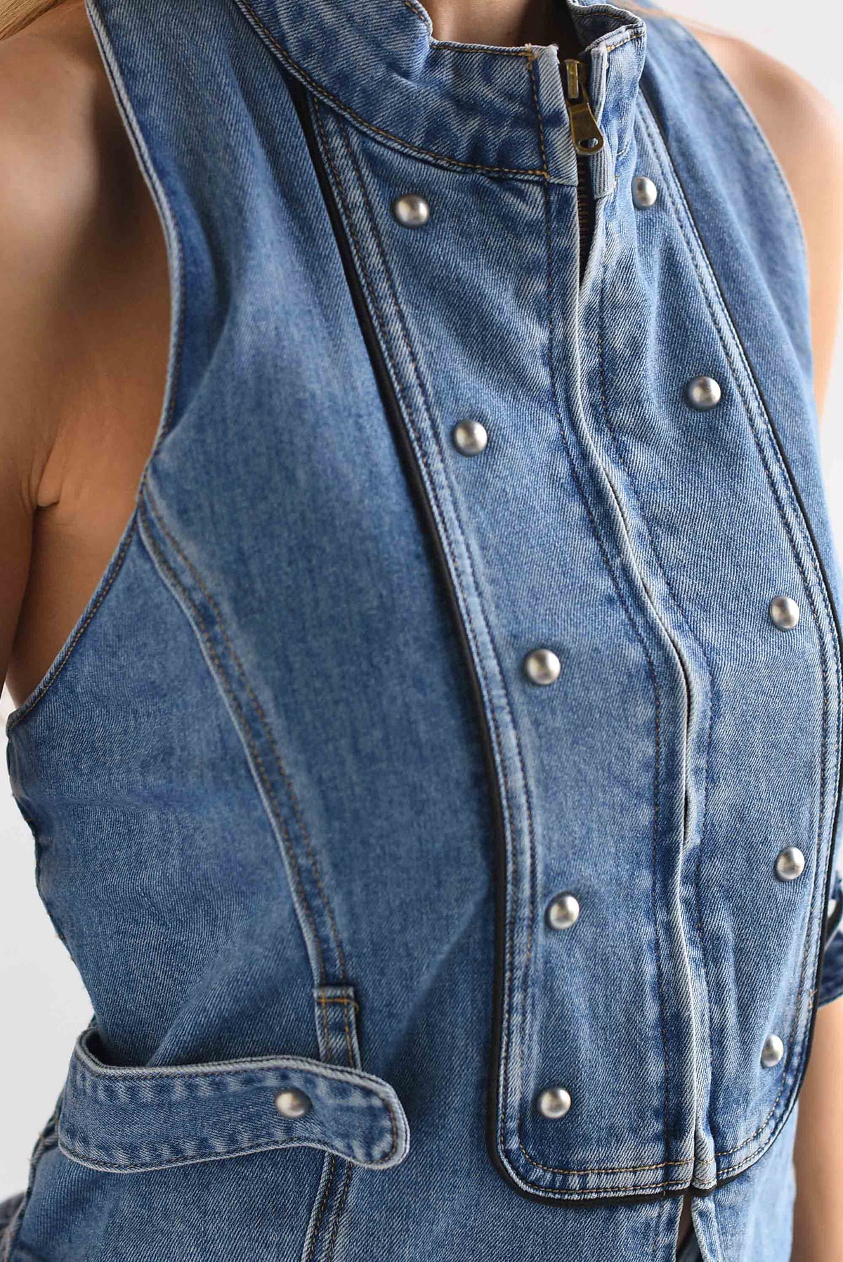 Set Pantalón barrel y Top halter Militar Denim