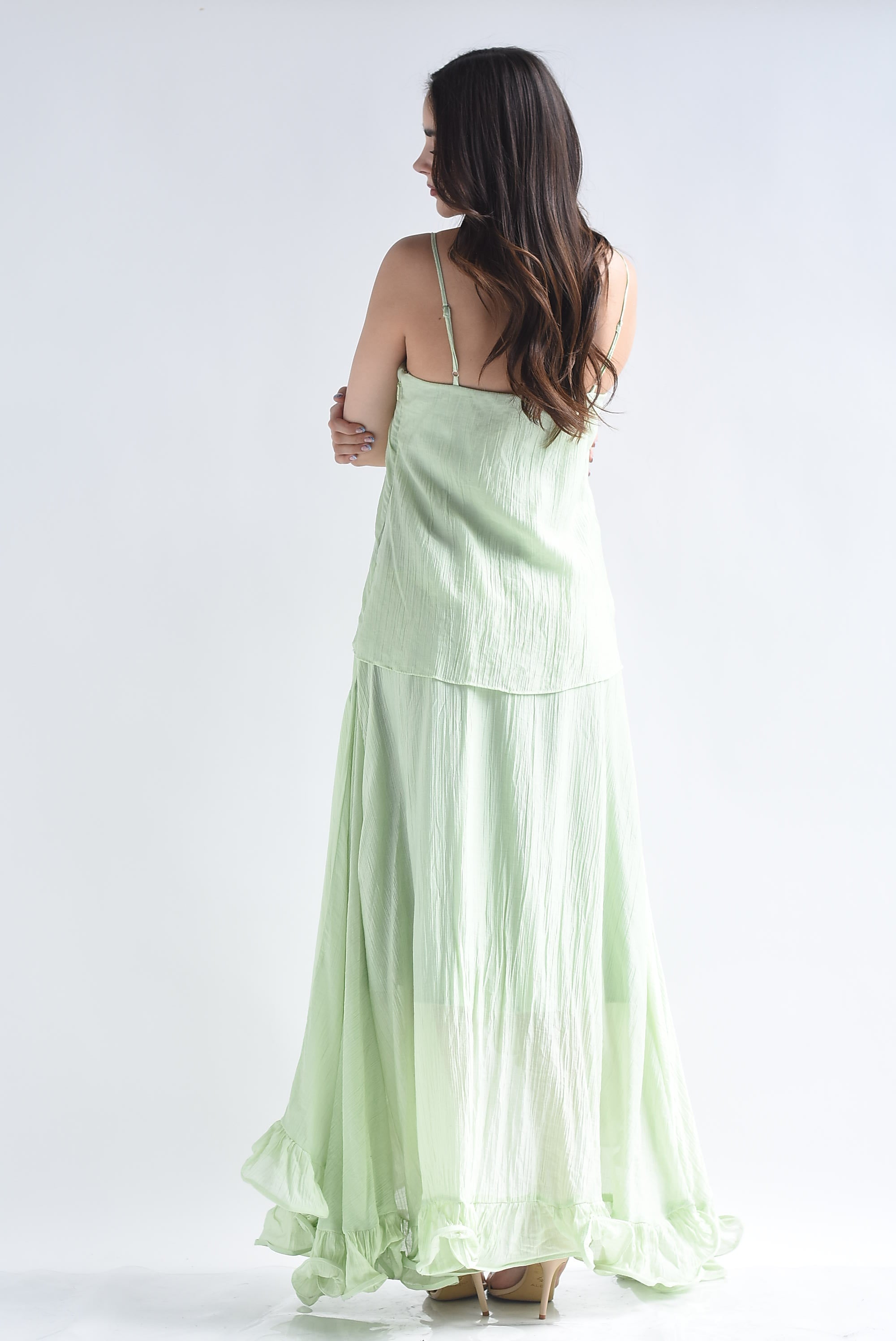 Vestido largo asimétrico en sobreposición