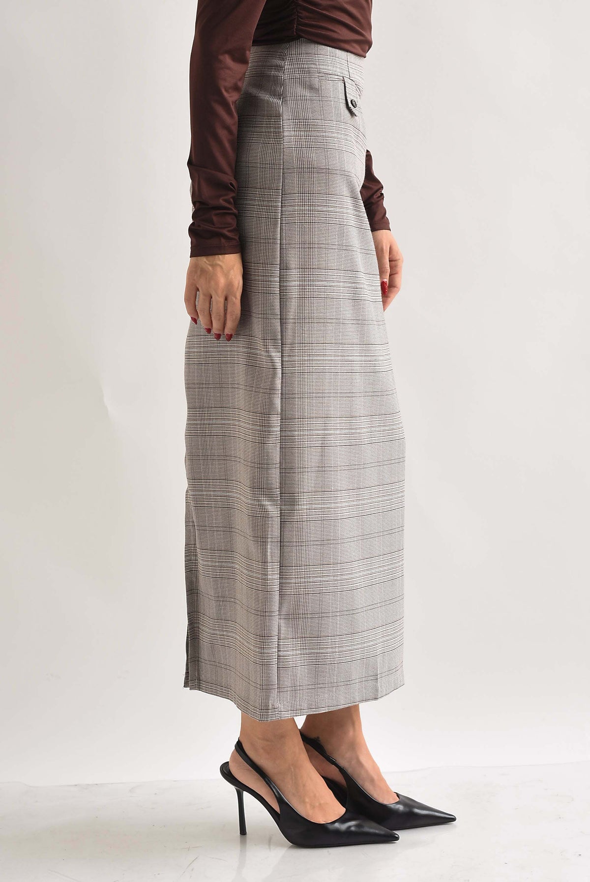 Set Falda lápiz y Blusa strapless cuadros