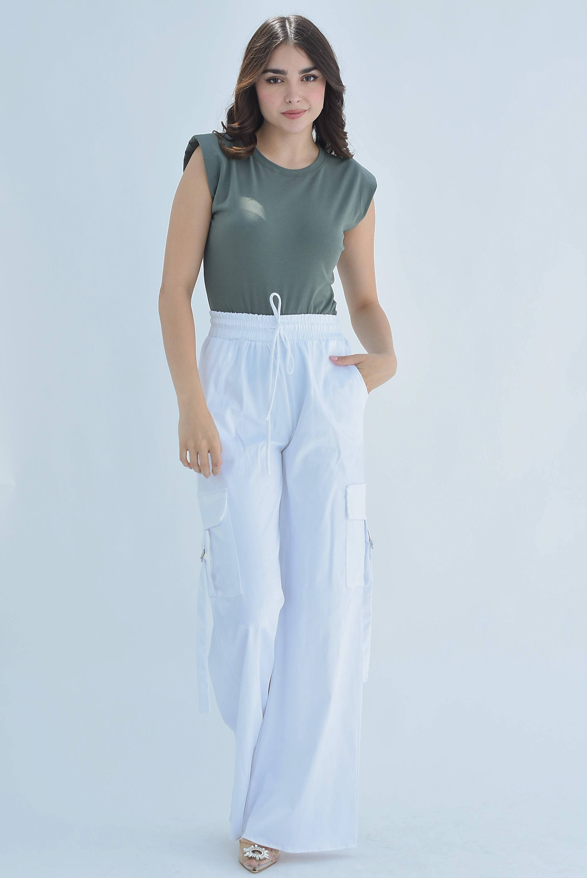 Pantalón cargo argollas Blanco