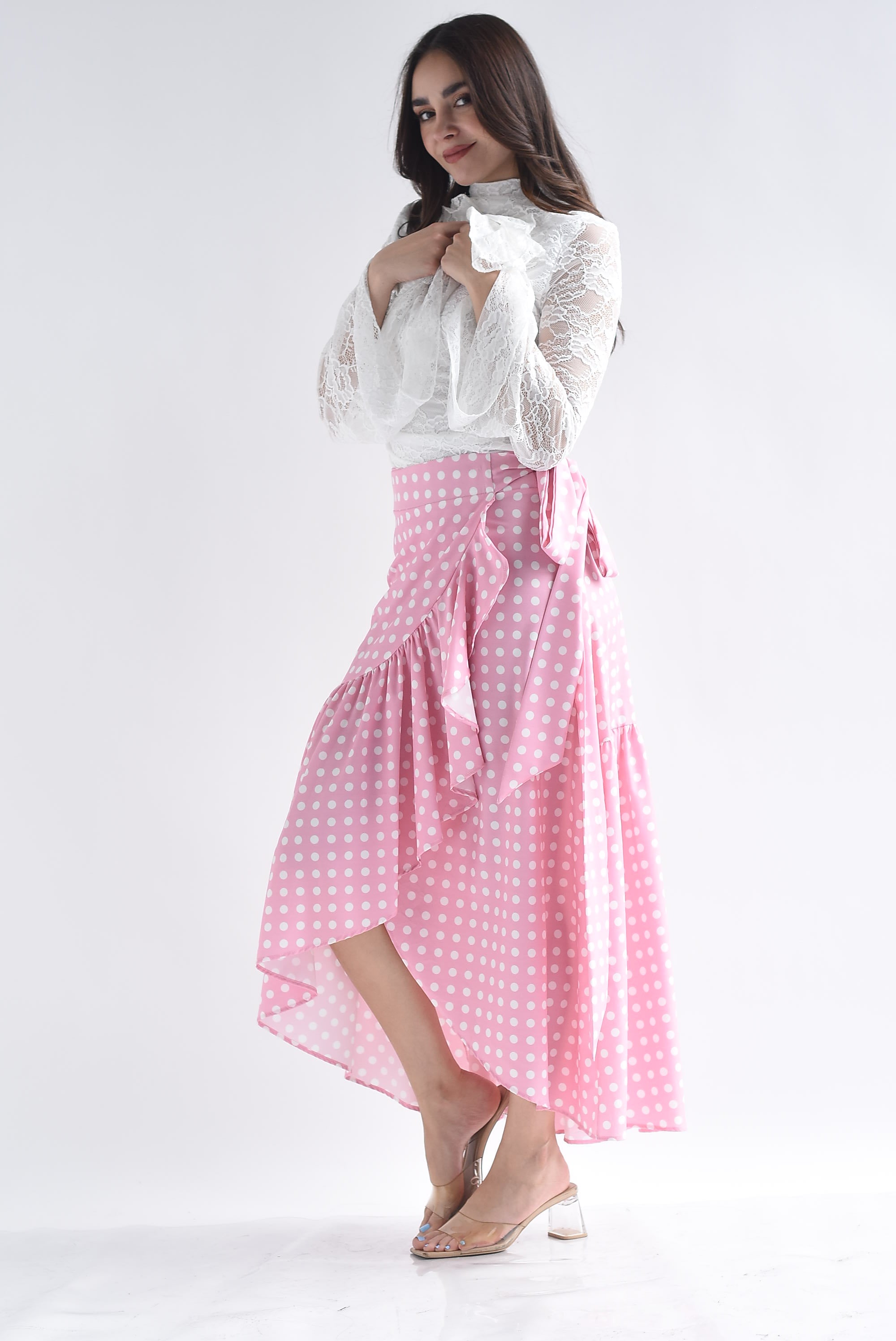 Falda envolvente polka dots
