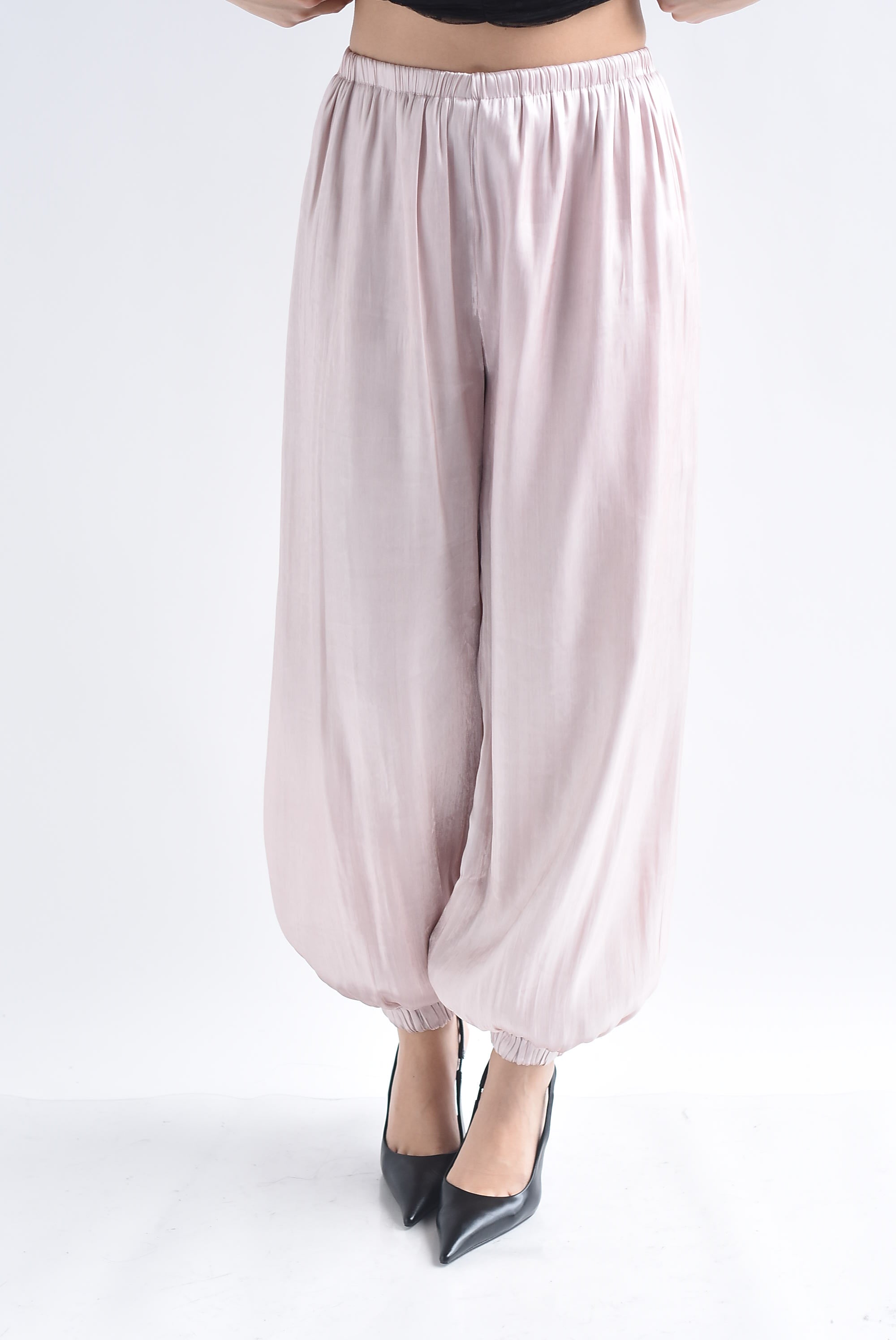 Pantalón globo satín metálico