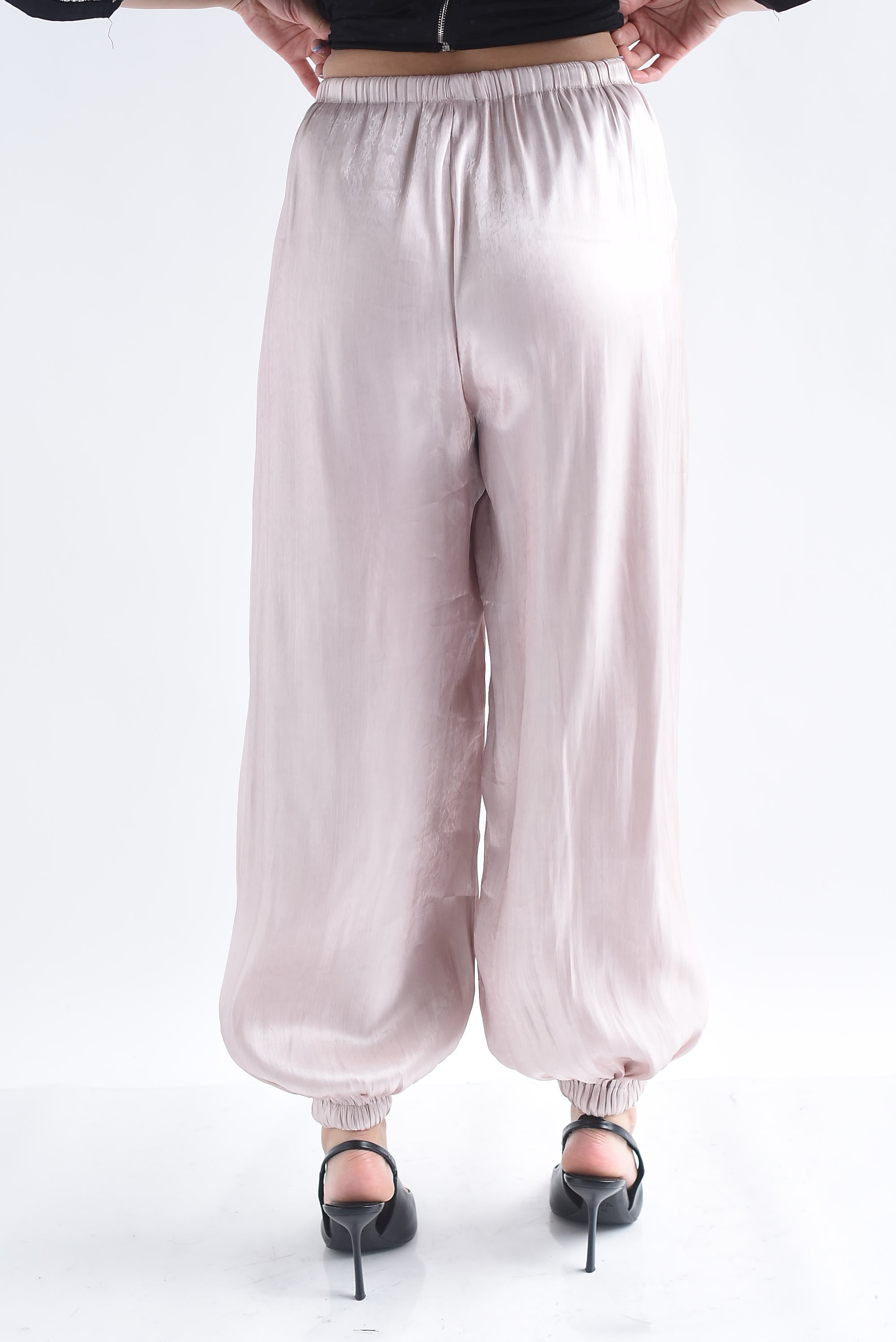 Pantalón globo satín metálico