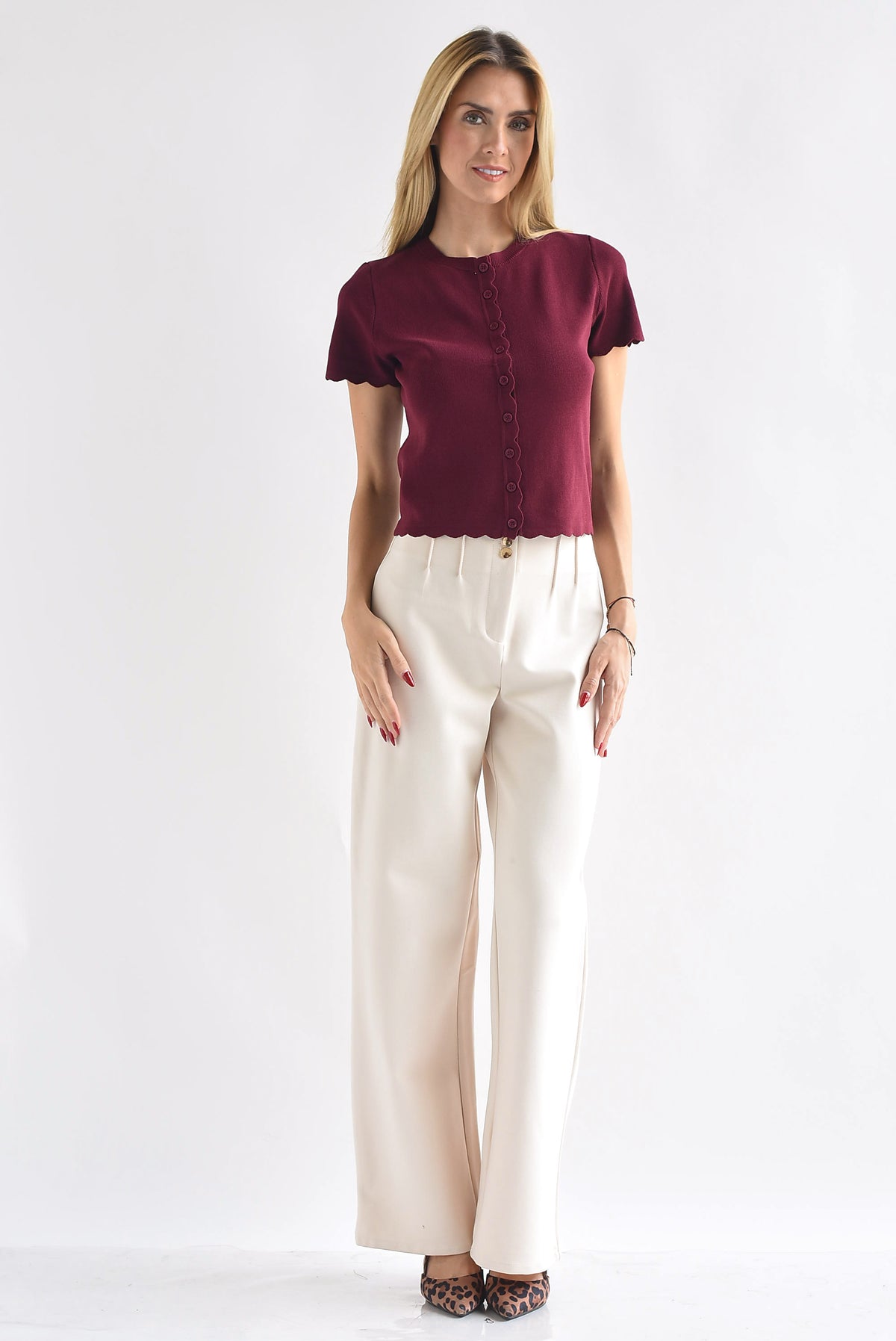 Pantalón pinzas cintura alta