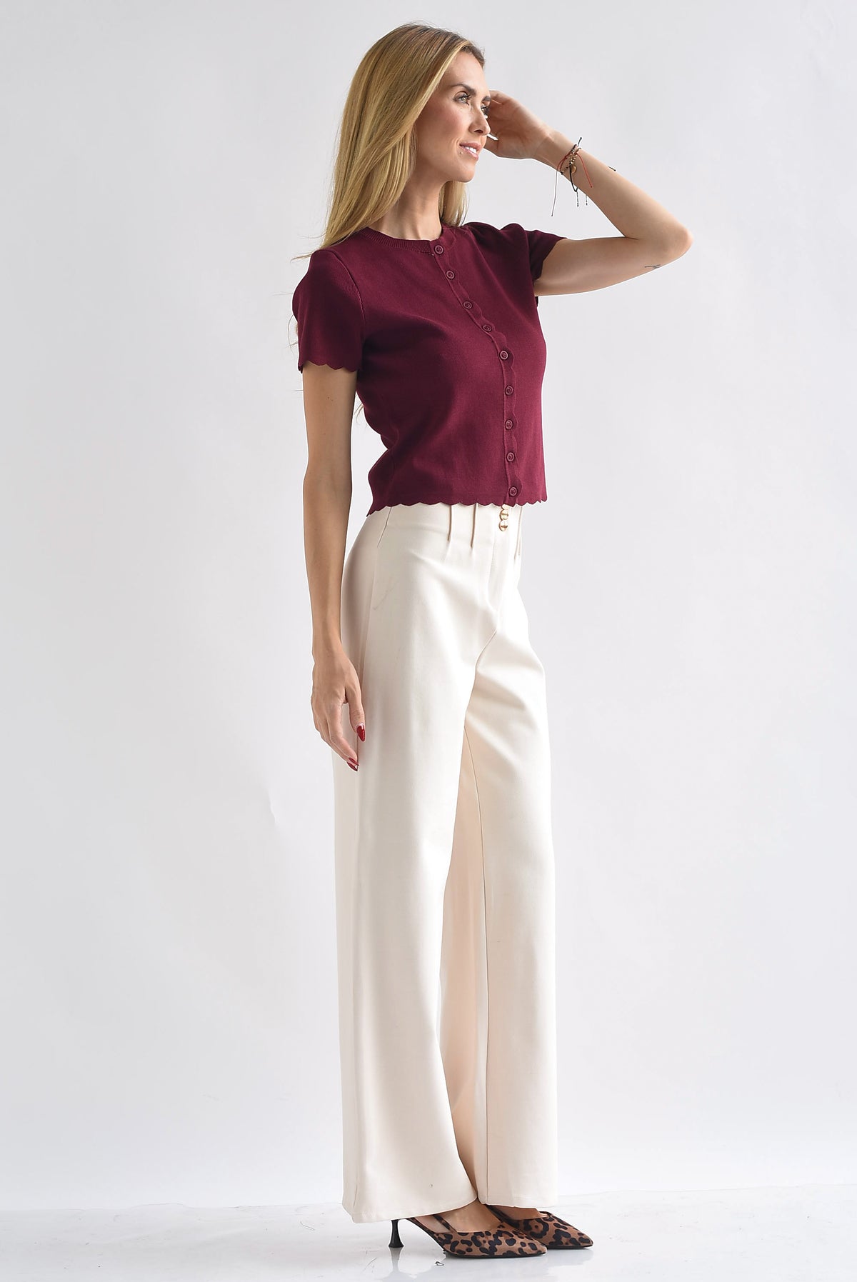 Pantalón pinzas cintura alta