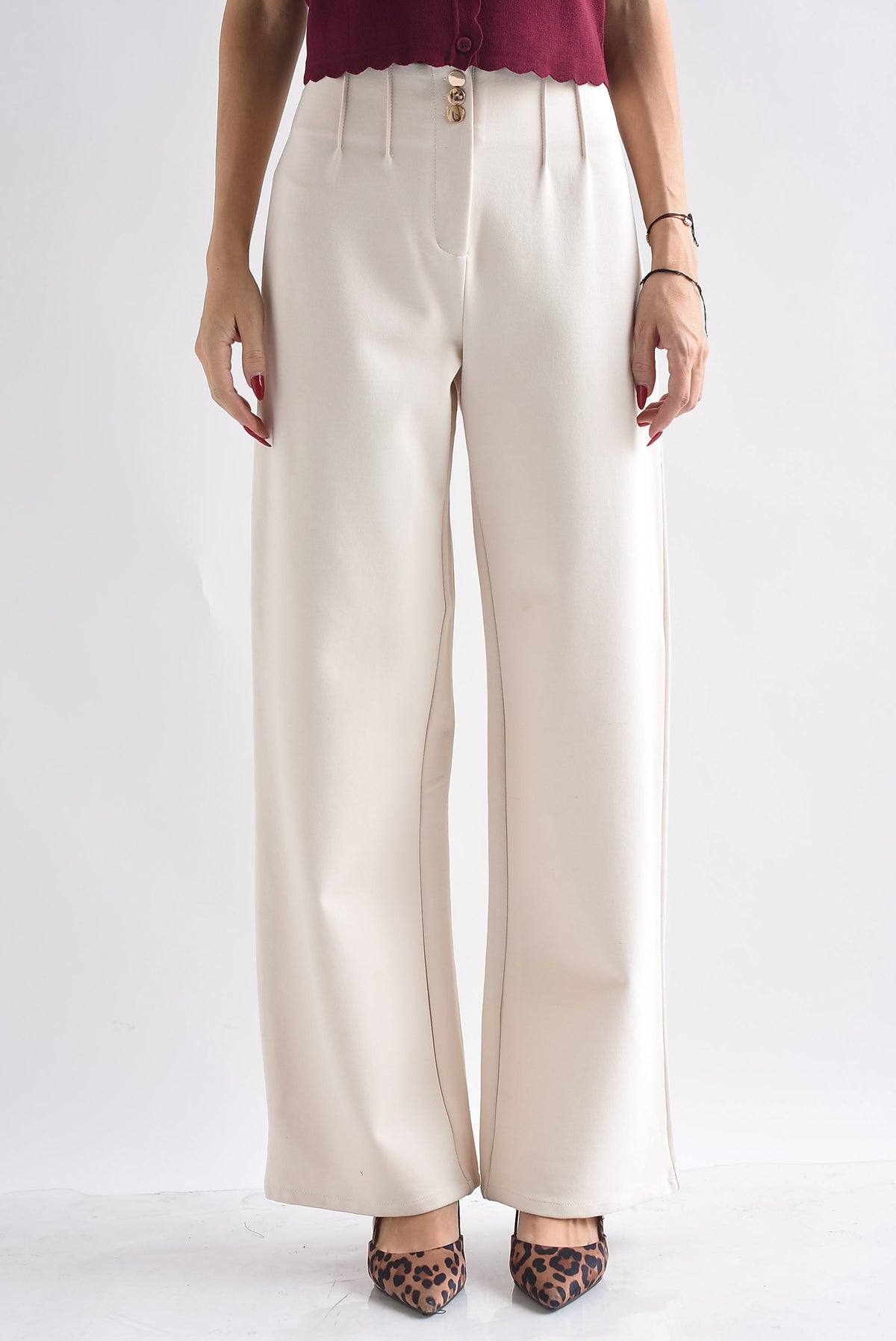 Pantalón pinzas cintura alta