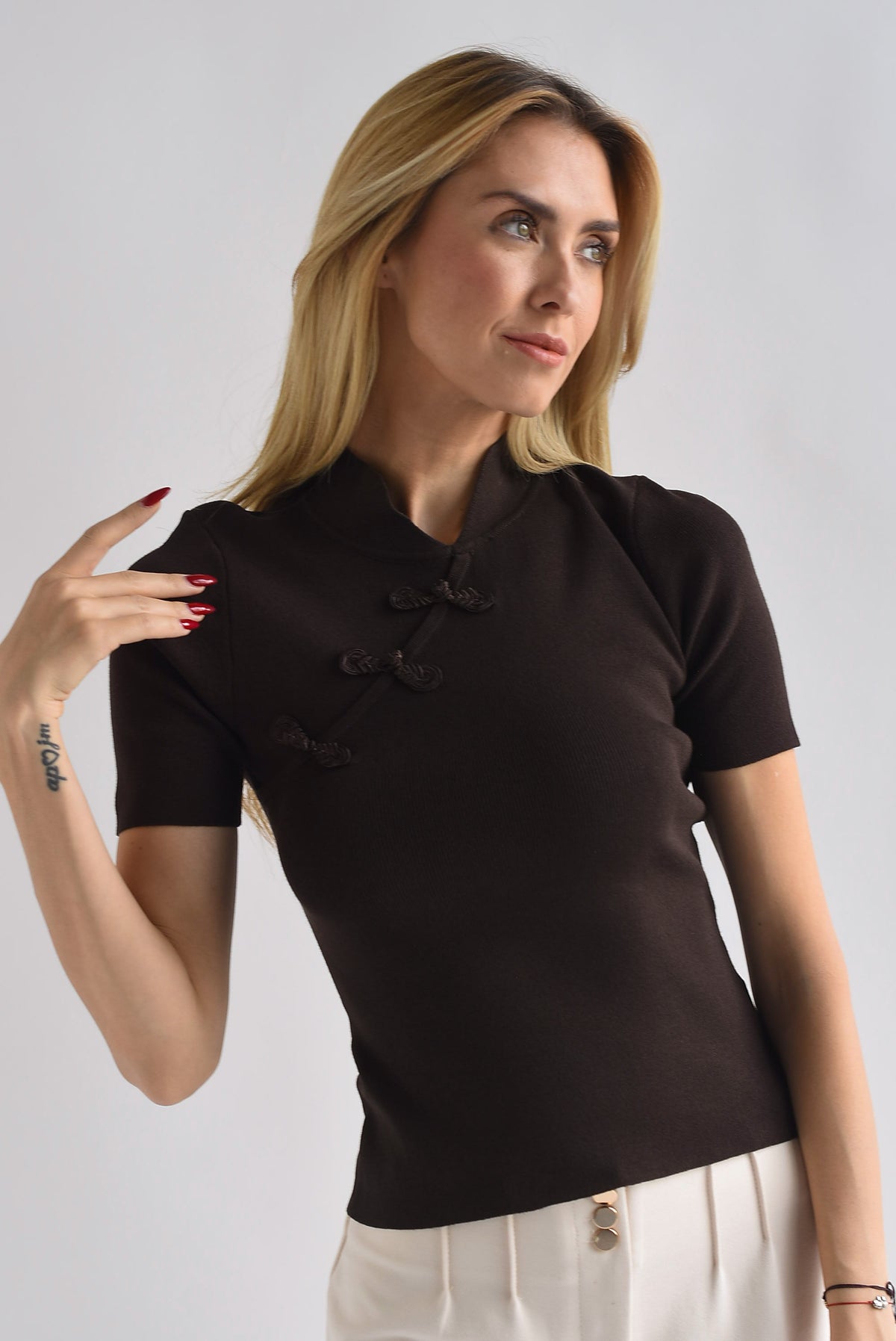 Blusa chinese punto manga corta