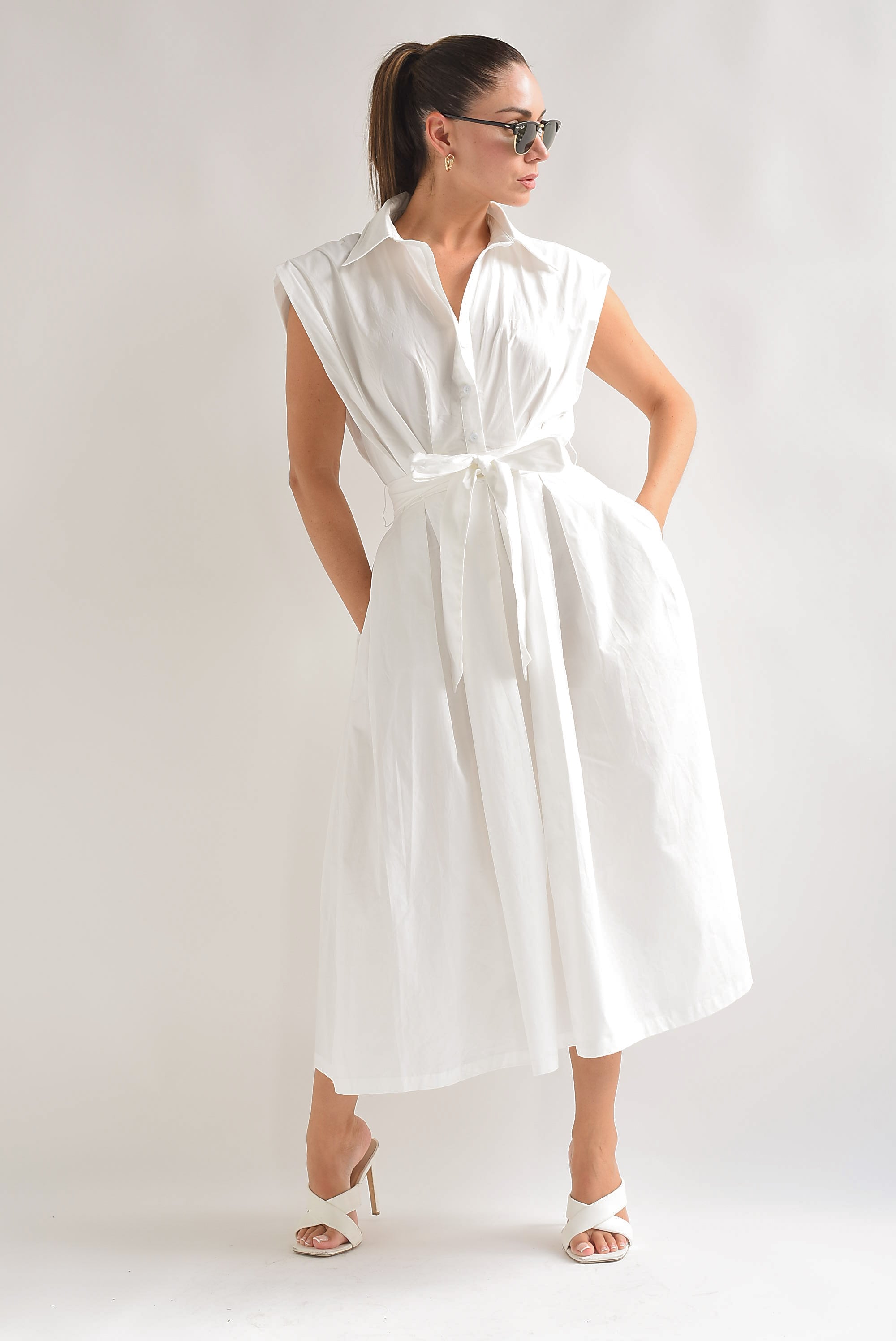 Vestido camisero tablas Blanco