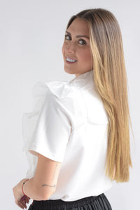 Fashion Styled T-Shirt olán brillos Blanca