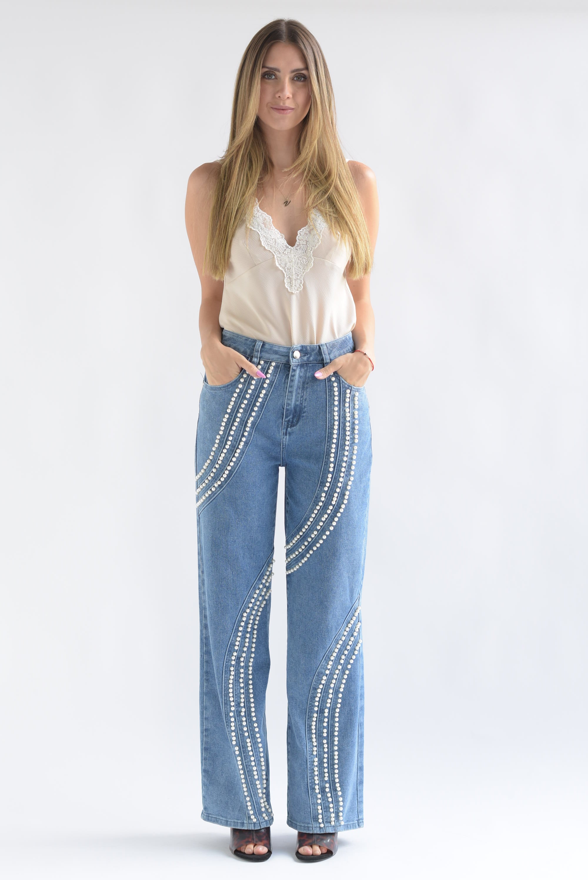 Jeans ondas perlas