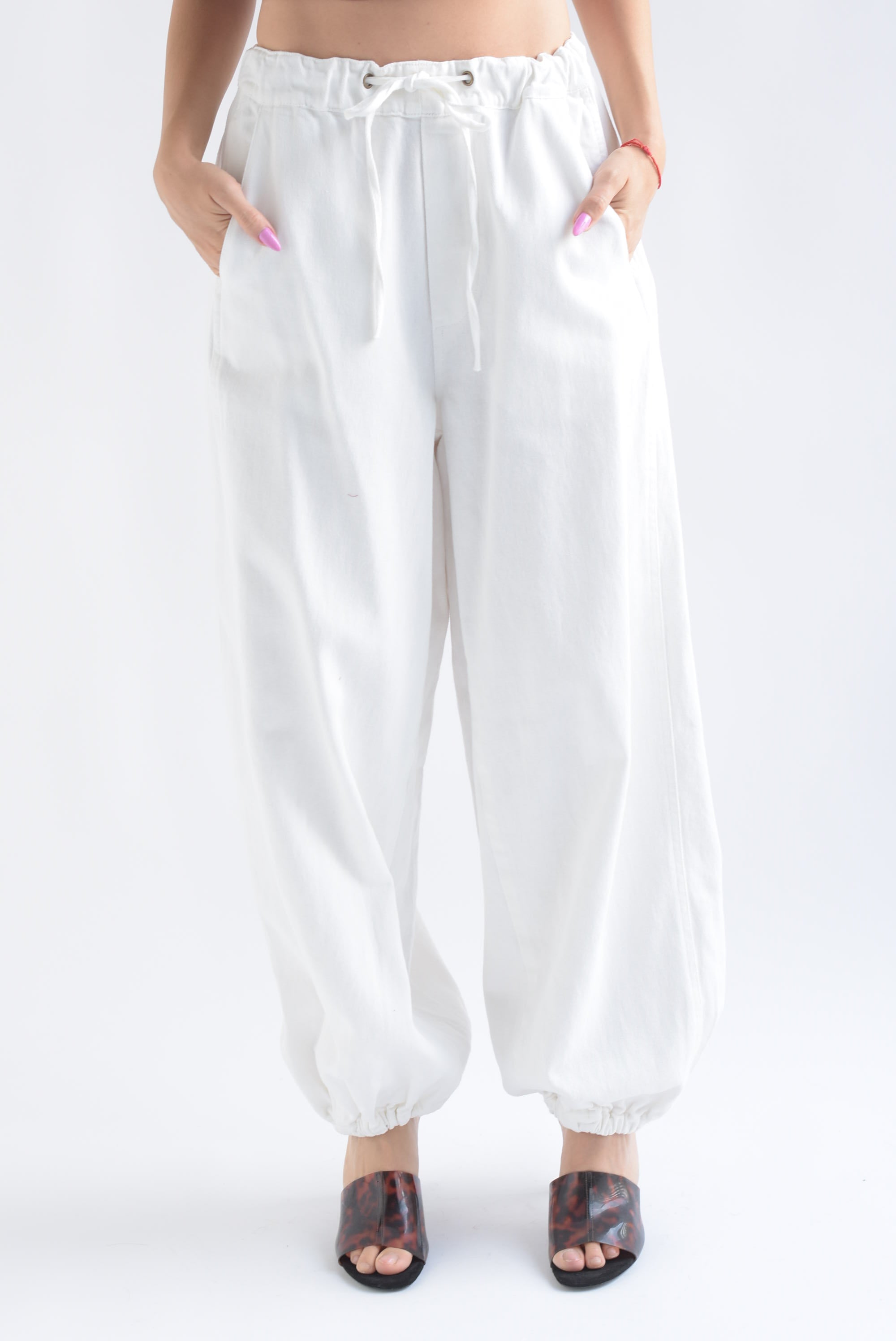 Pantalón globo Denim Blanco