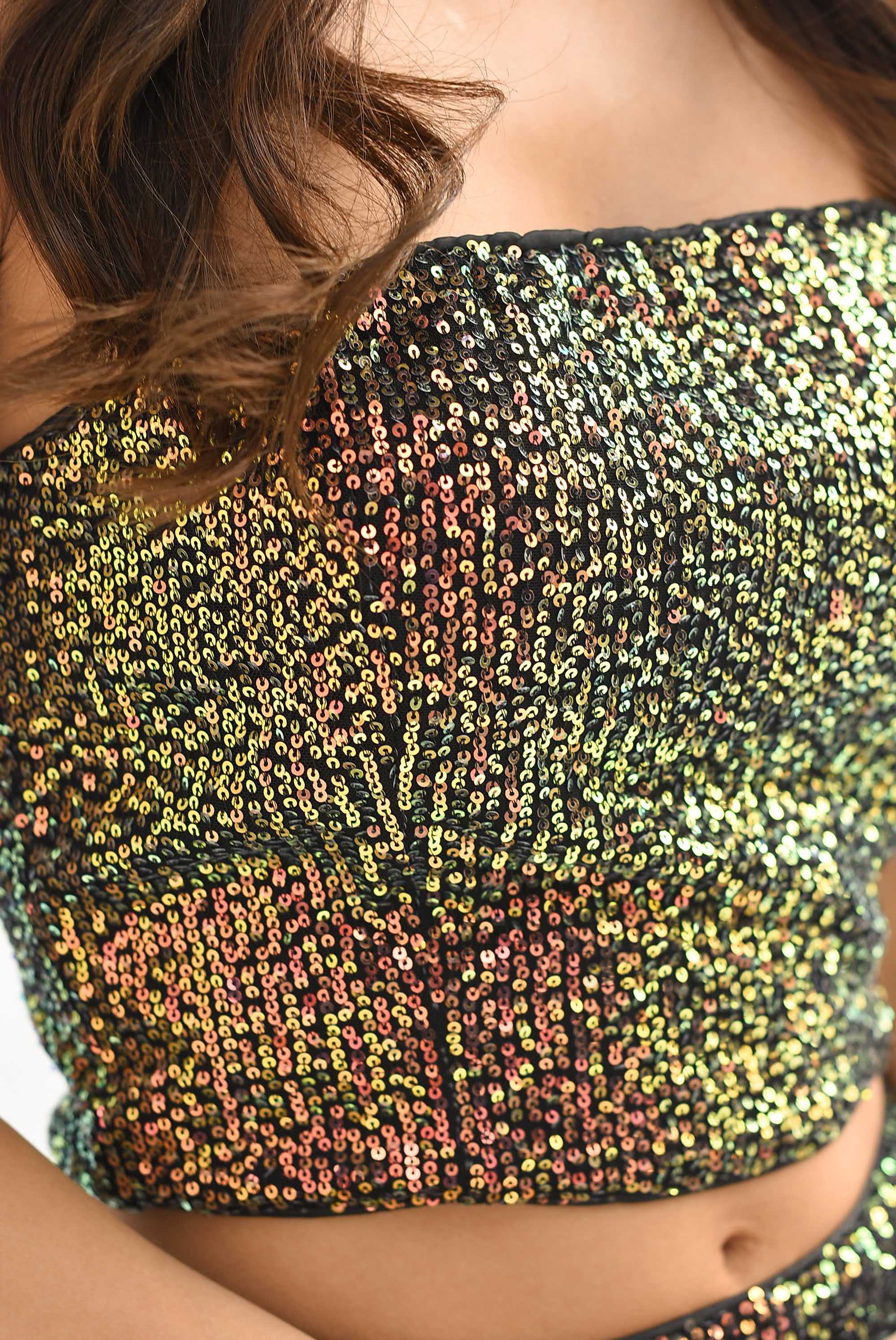 Set Pantalón y Top Lentejuela Cobre