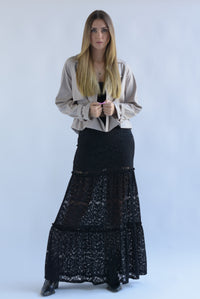 Fashion Styled Falda larga olanes encaje Negro