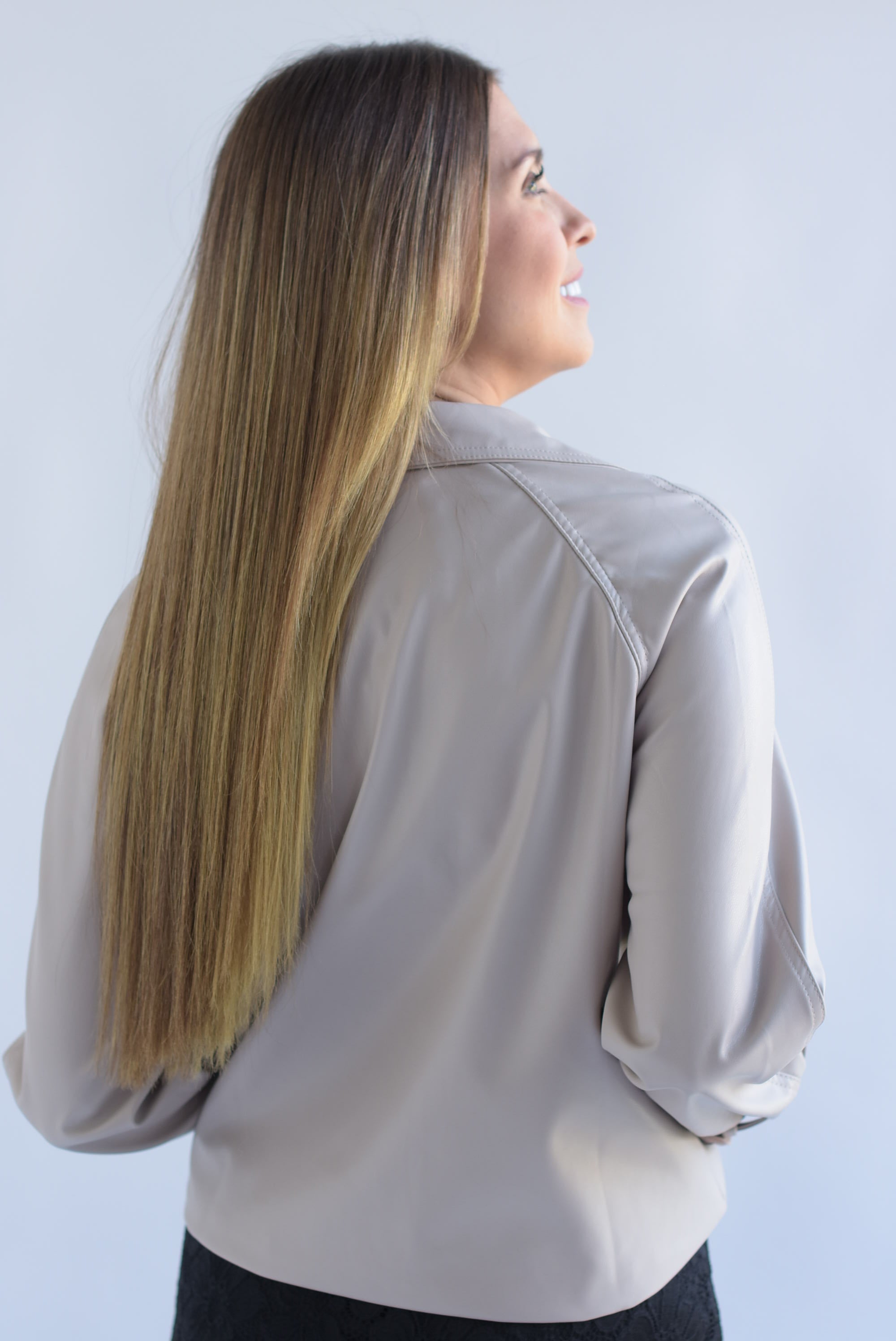 Gabardina corta Vinipiel Beige