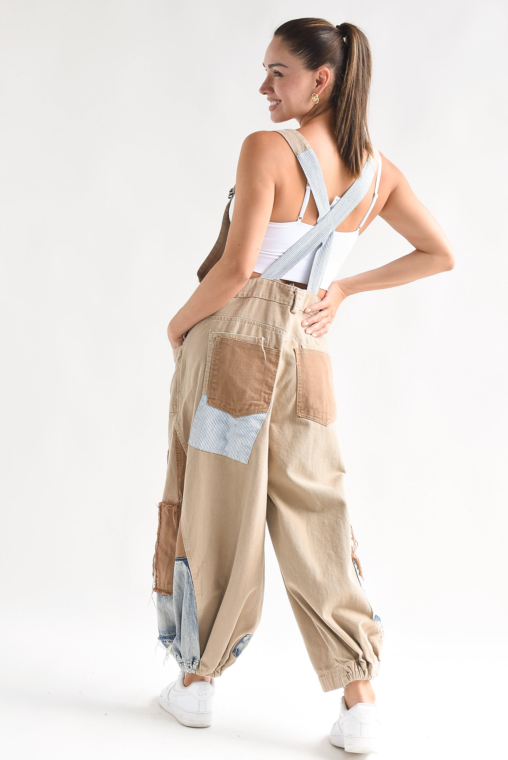 Overol  Denim patchwork Kaki