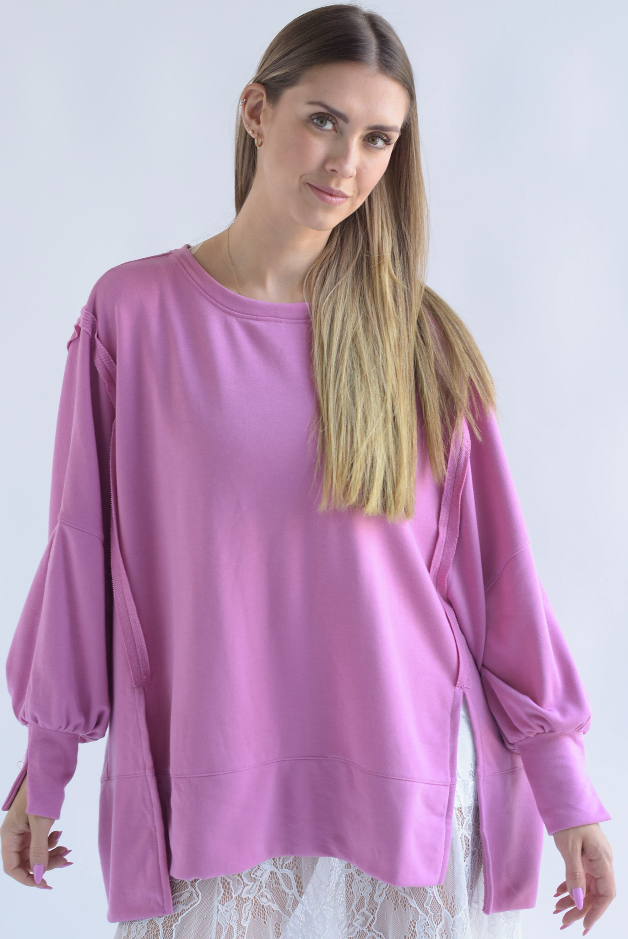 Sudadera costuras Rosa