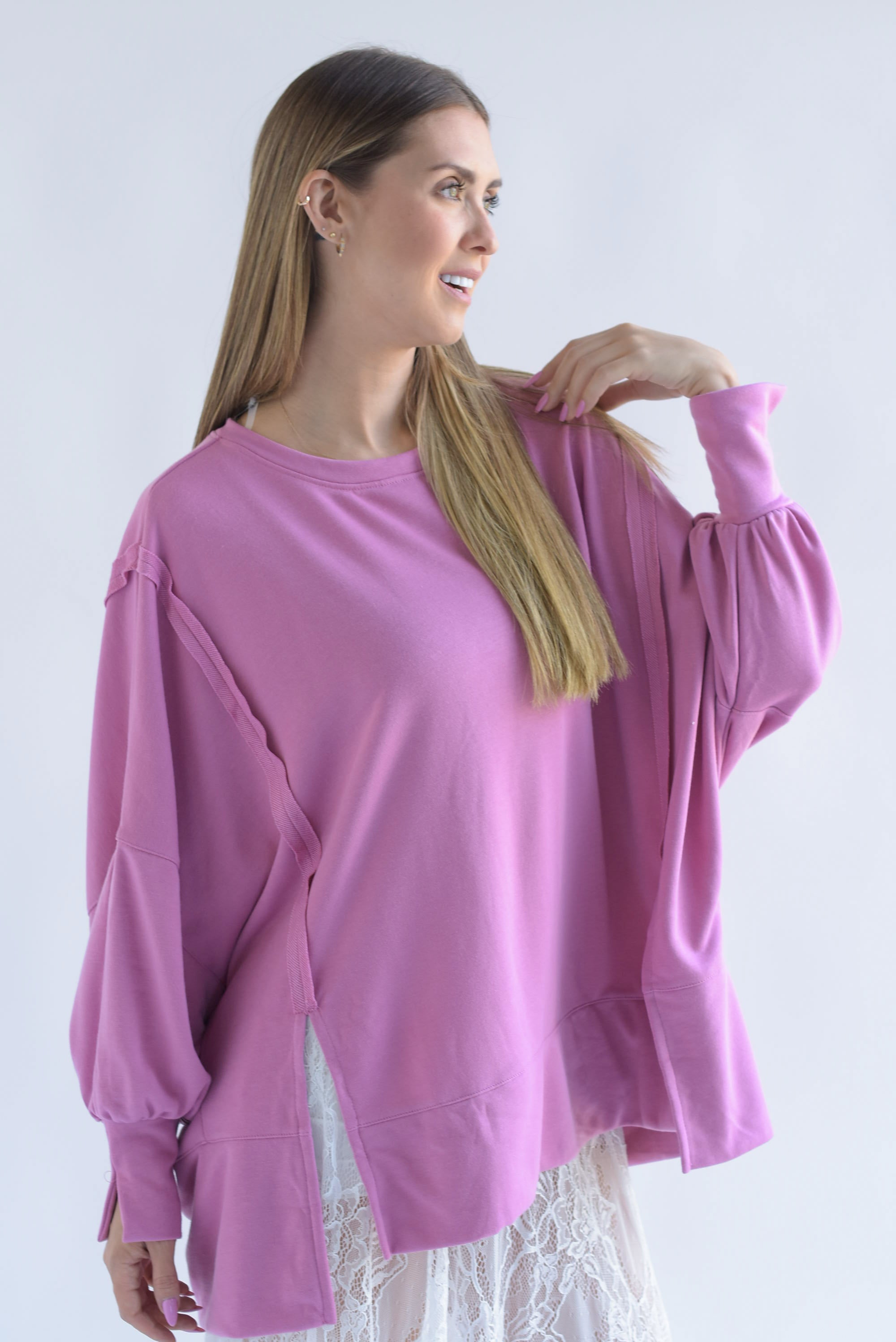 Sudadera costuras Rosa