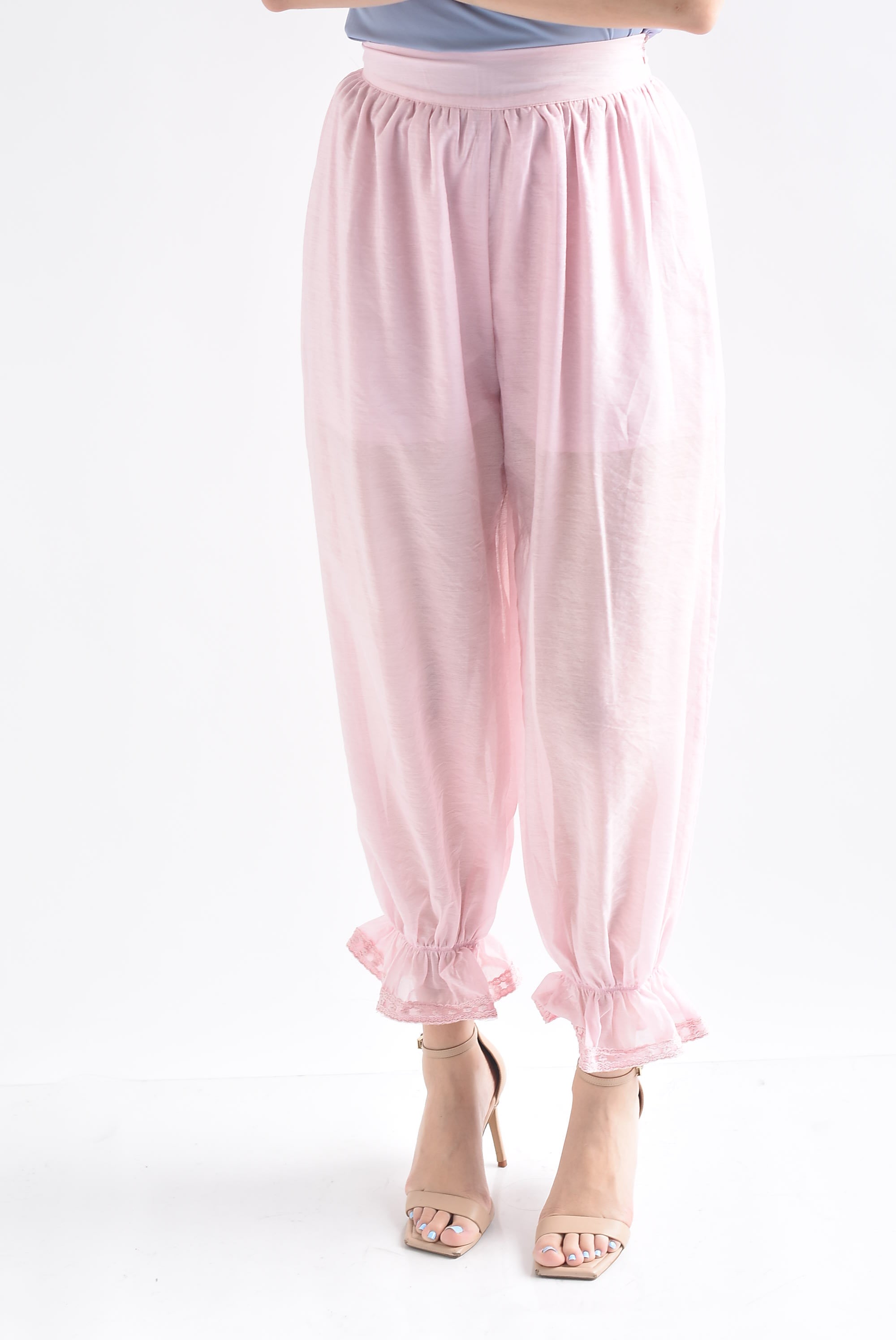 Pantalón globo tobillo olán