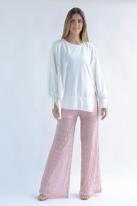 Fashion Styled Pantalón textura encaje Rosa