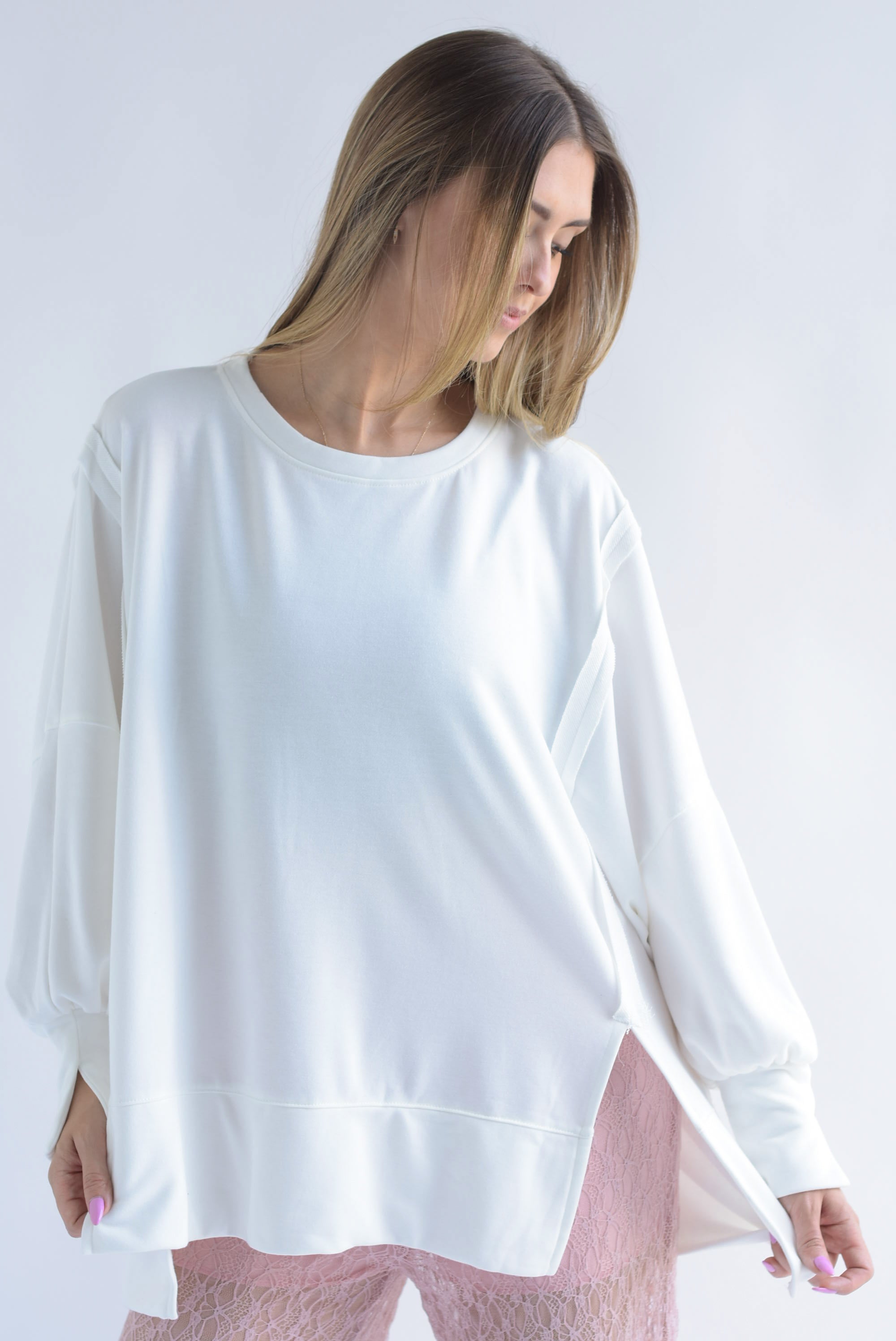 Sudadera costuras Blanca