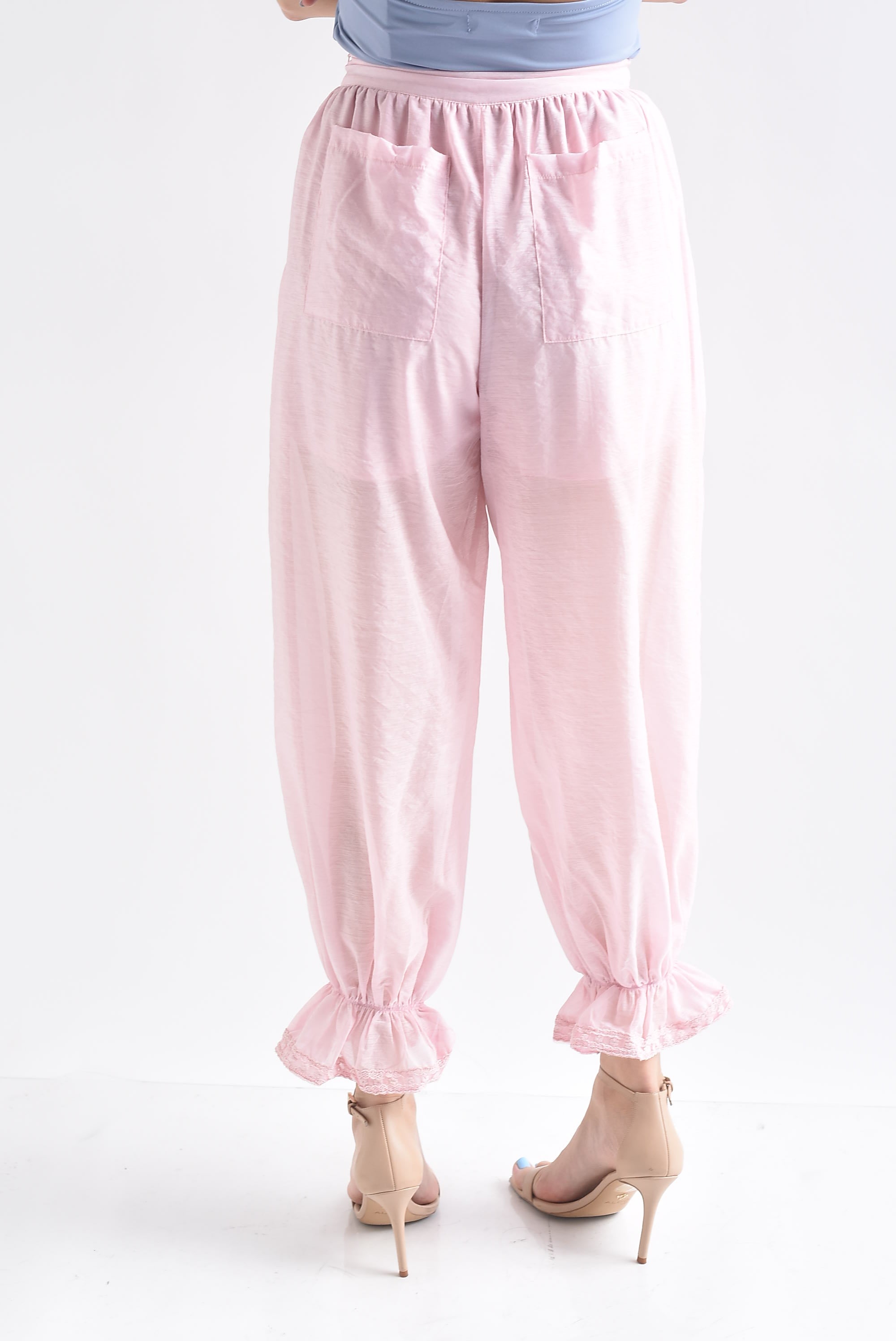 Pantalón globo tobillo olán