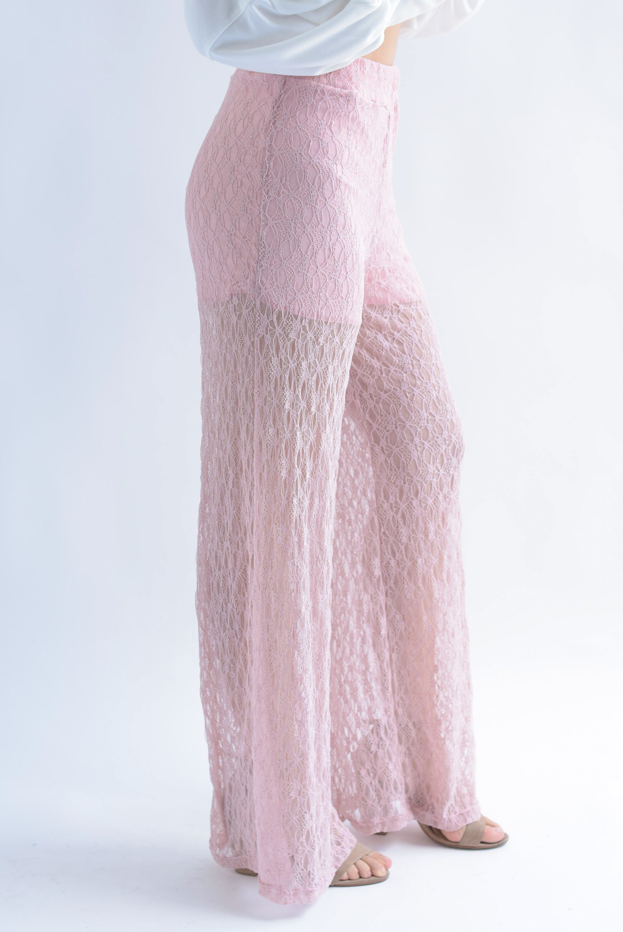 Pantalón textura encaje Rosa