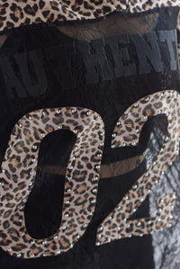Fashion Styled Vestido Jersey encaje leopardo Negro