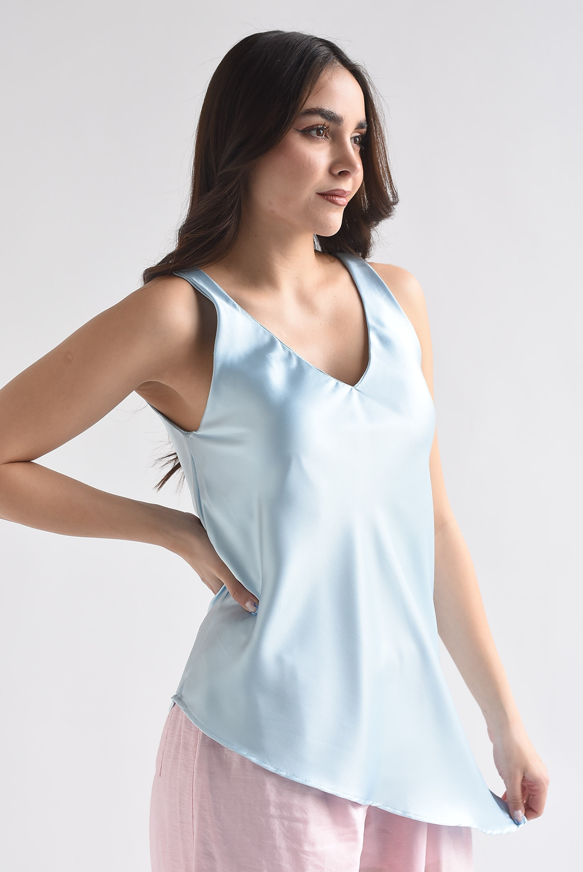 Blusa lencera asimétrica