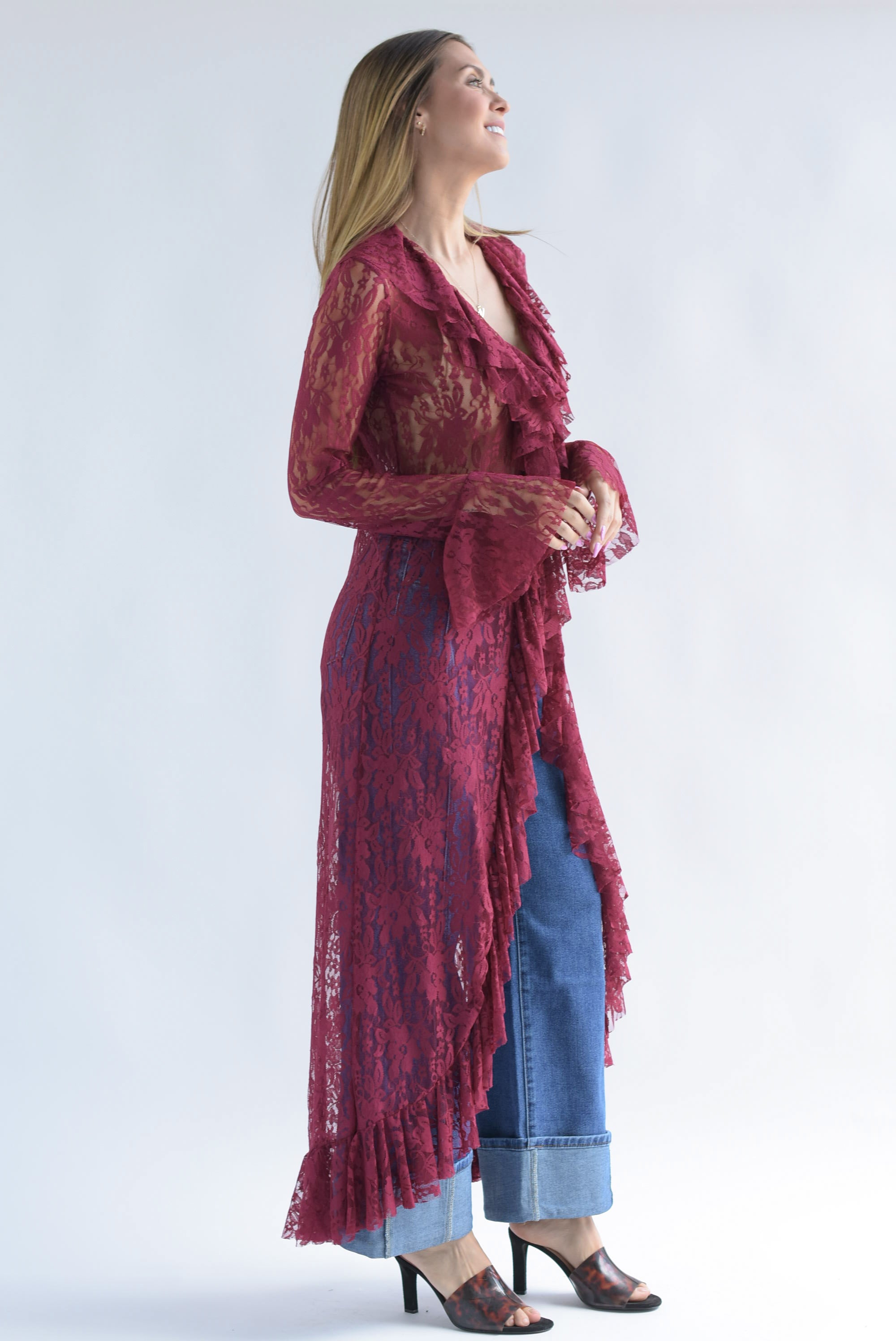 Ensamble encaje lazos Rojo Cereza