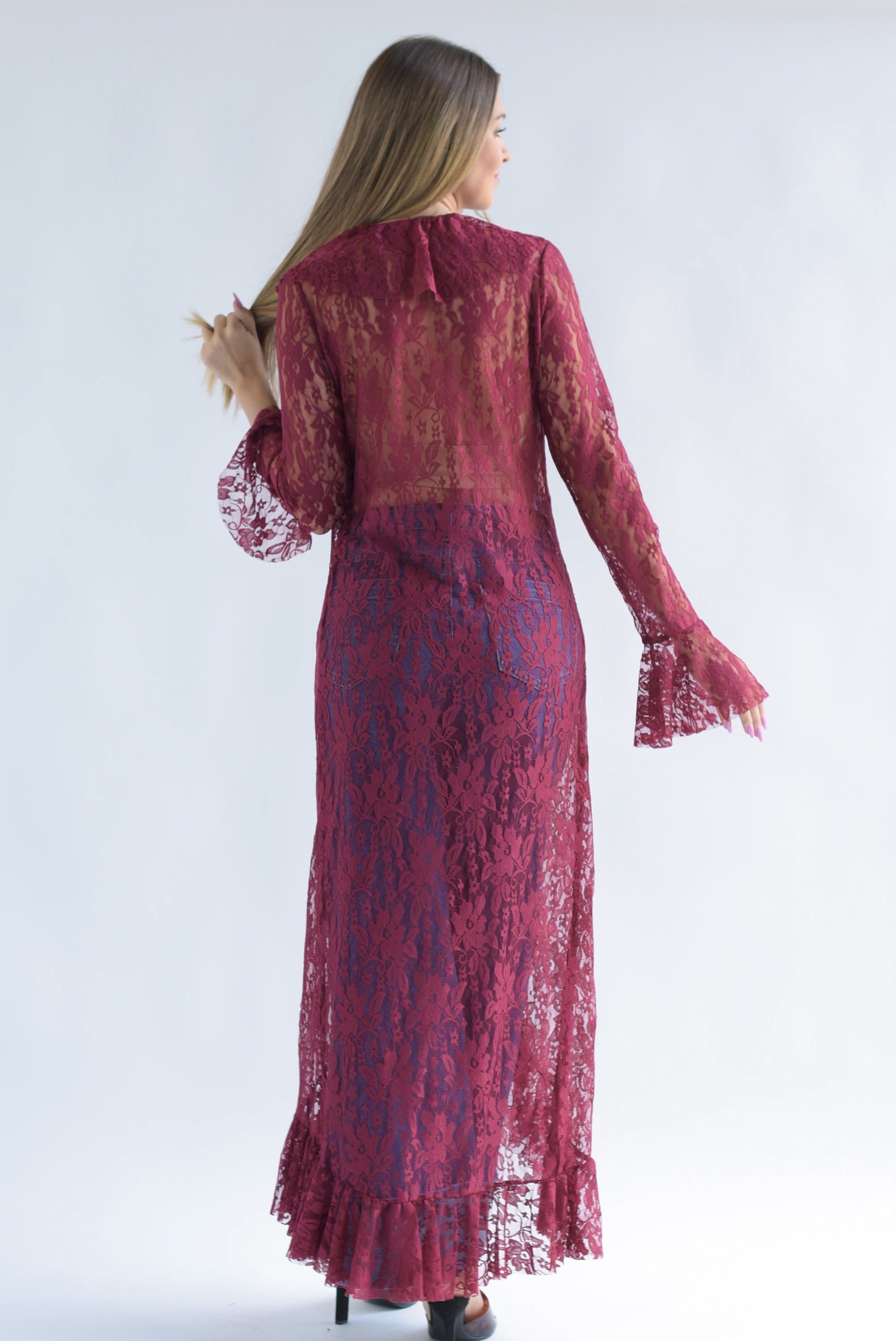 Ensamble encaje lazos Rojo Cereza