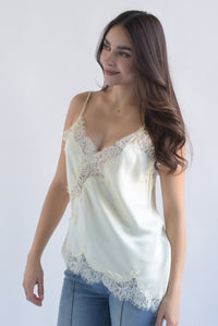 Fashion Styled Top lencero asimétrico encaje Ivory