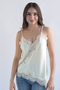 Fashion Styled Top lencero asimétrico encaje Ivory