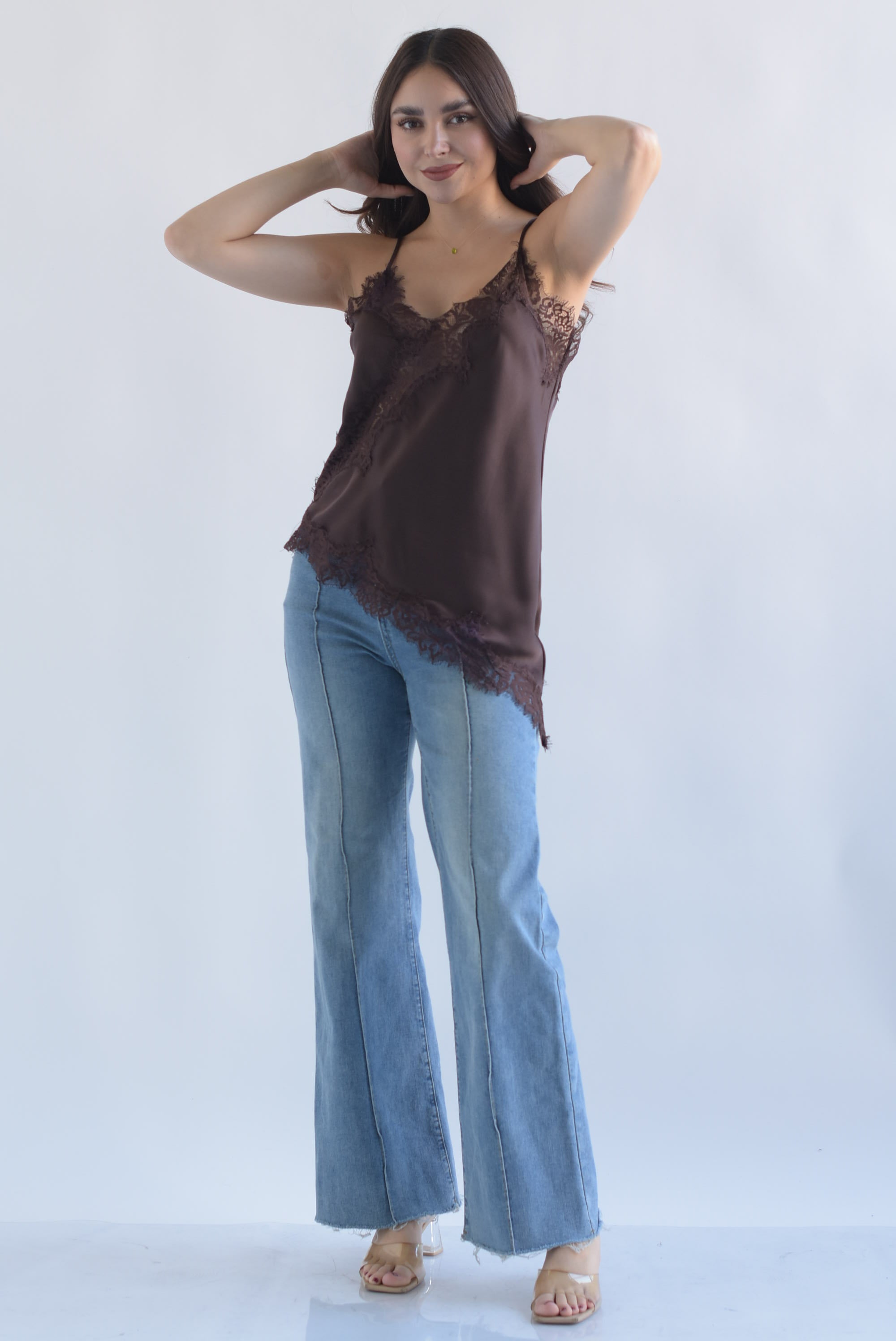 Top lencero asimétrico encaje Espresso