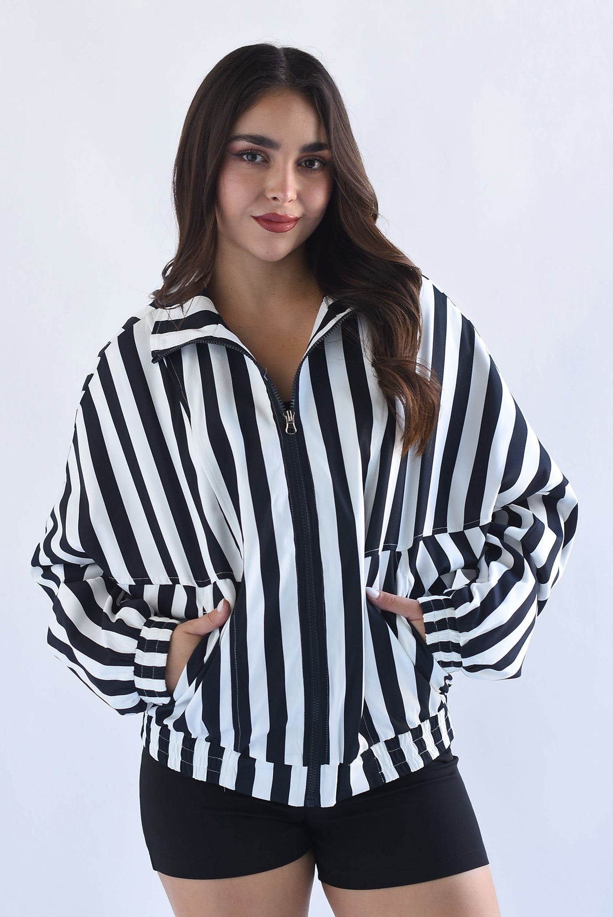 Chamarra bomber rayas bitono