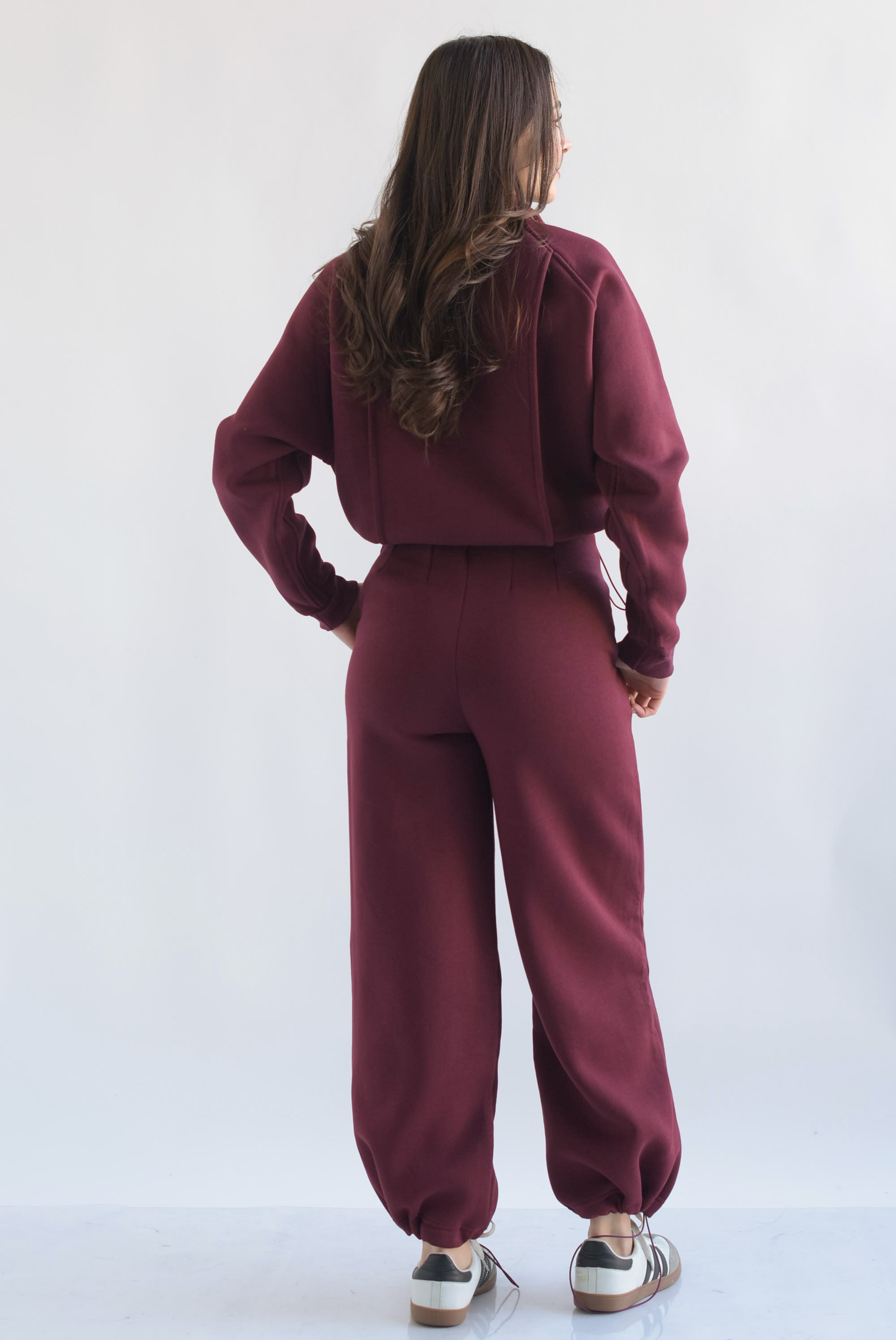 Set Pantalón costuras y Chamarra cargo Vino