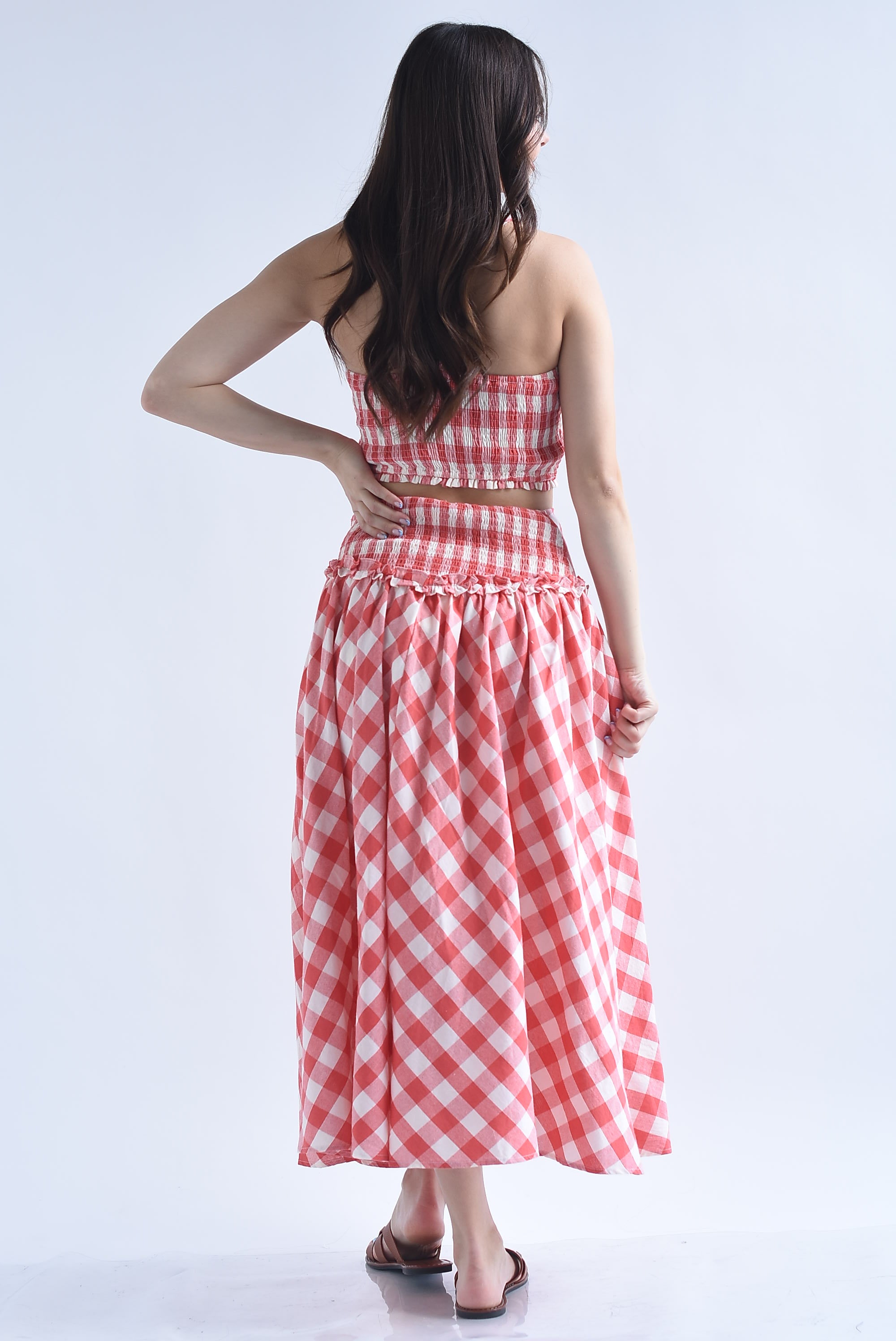 Set Falda y Top elástico cuadro vichy