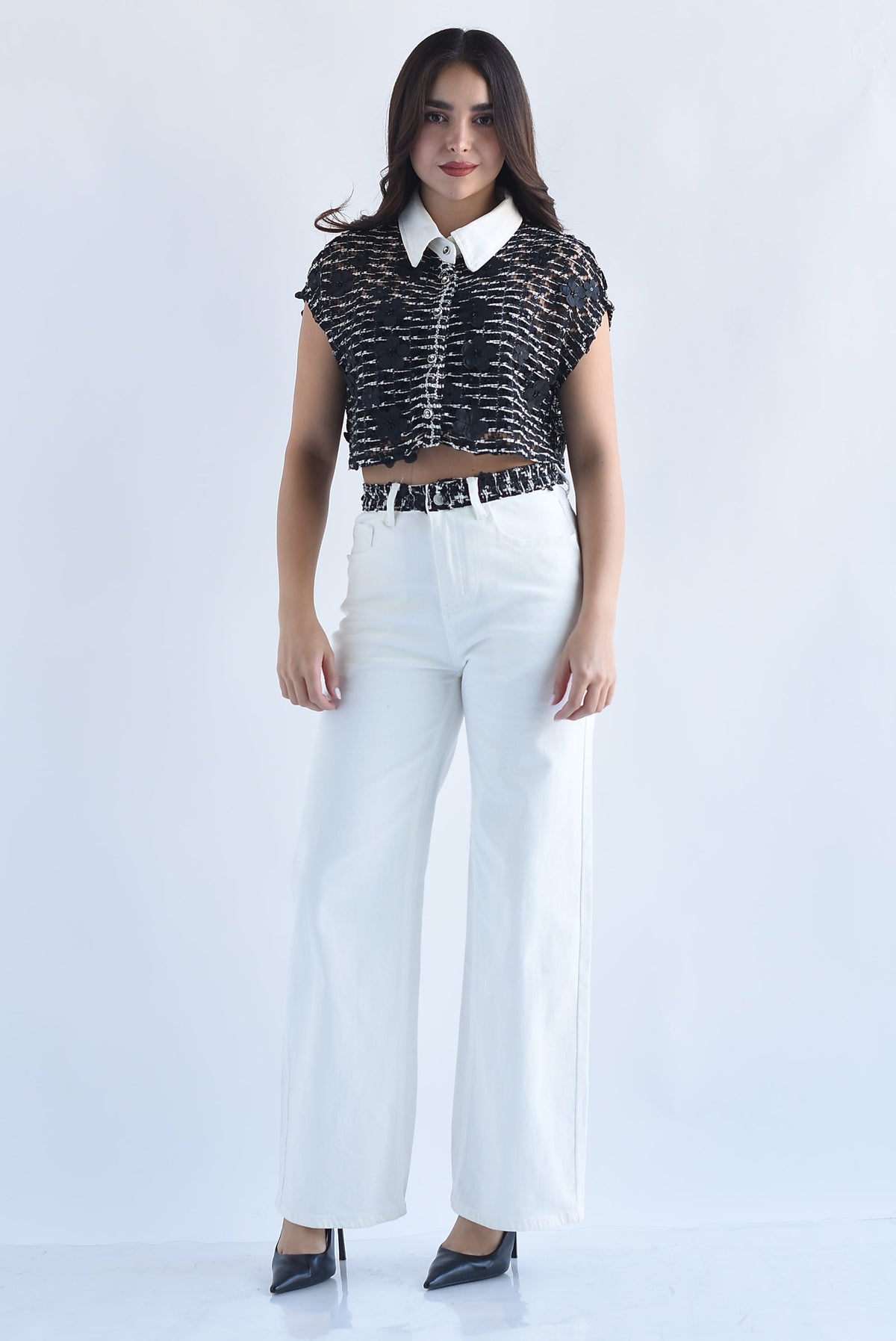 Set Jeans y Blusa crochet flores
